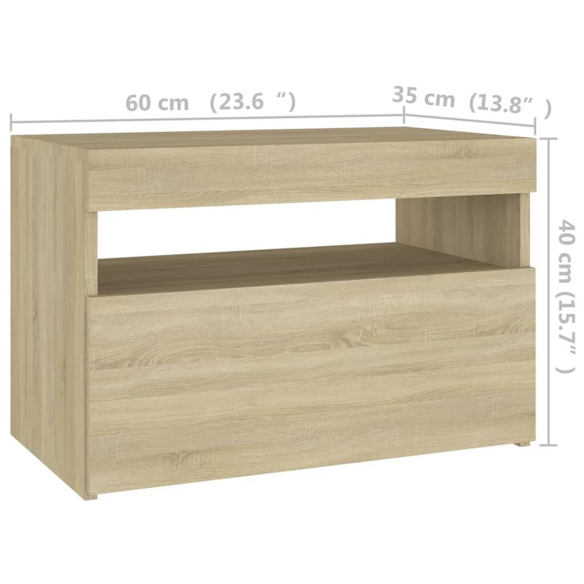 Voir la diapositive 6 : VIDAXL Tables de chevet a LED 2 pcs Chene sonoma 60x35x40 cm