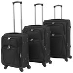 VIDAXL Ensemble de valises souples 3 pcs Noir