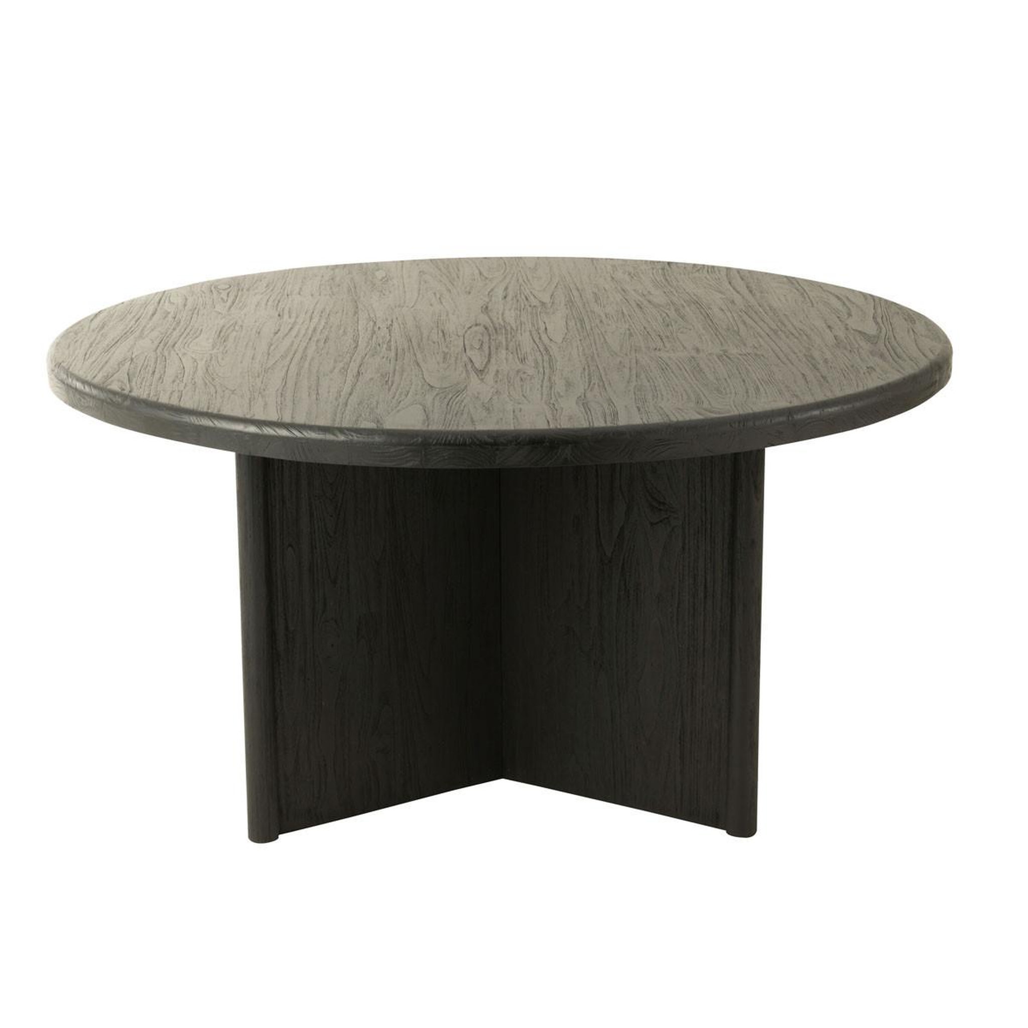 Voir la diapositive 2 : J-LINE Table à manger ronde  teck  150cm noir