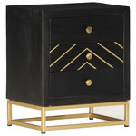 VIDAXL Table de chevet Noir et dore 40x30x50cm Bois de manguier massif