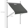 Voir la diapositive 3 : OUTSUNNY Store banne autoportant manuel rétractable 2,5L x 1,2l x 2,1-3H m inclinaison réglable métal alu polyester gris