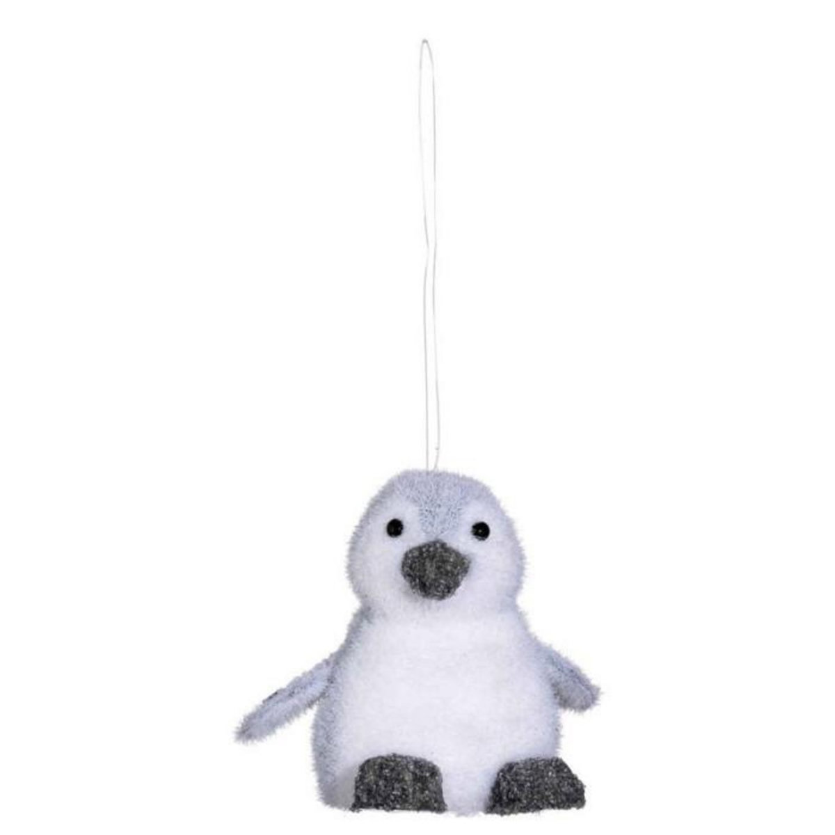 FEERIC LIGHT & CHRISTMAS Sujet de Noël Pingouin  Polaire  12cm Blanc & Gris