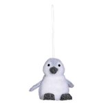 FEERIC LIGHT & CHRISTMAS Sujet de Noël Pingouin  Polaire  12cm Blanc & Gris