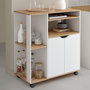 Voir la diapositive 2 : ID MARKET Desserte de cuisine COSI bois blanc et plateaux façon hêtre L.76 CM