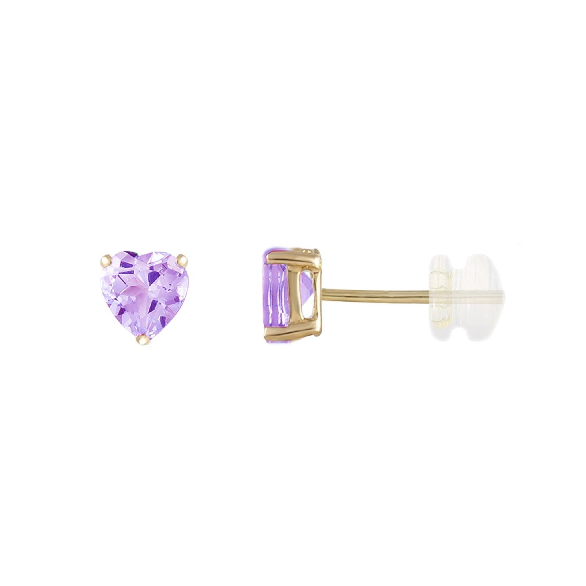 L'ATELIER D'AZUR Boucles d'Oreilles Or Jaune et Améthyste Coeur - Femme