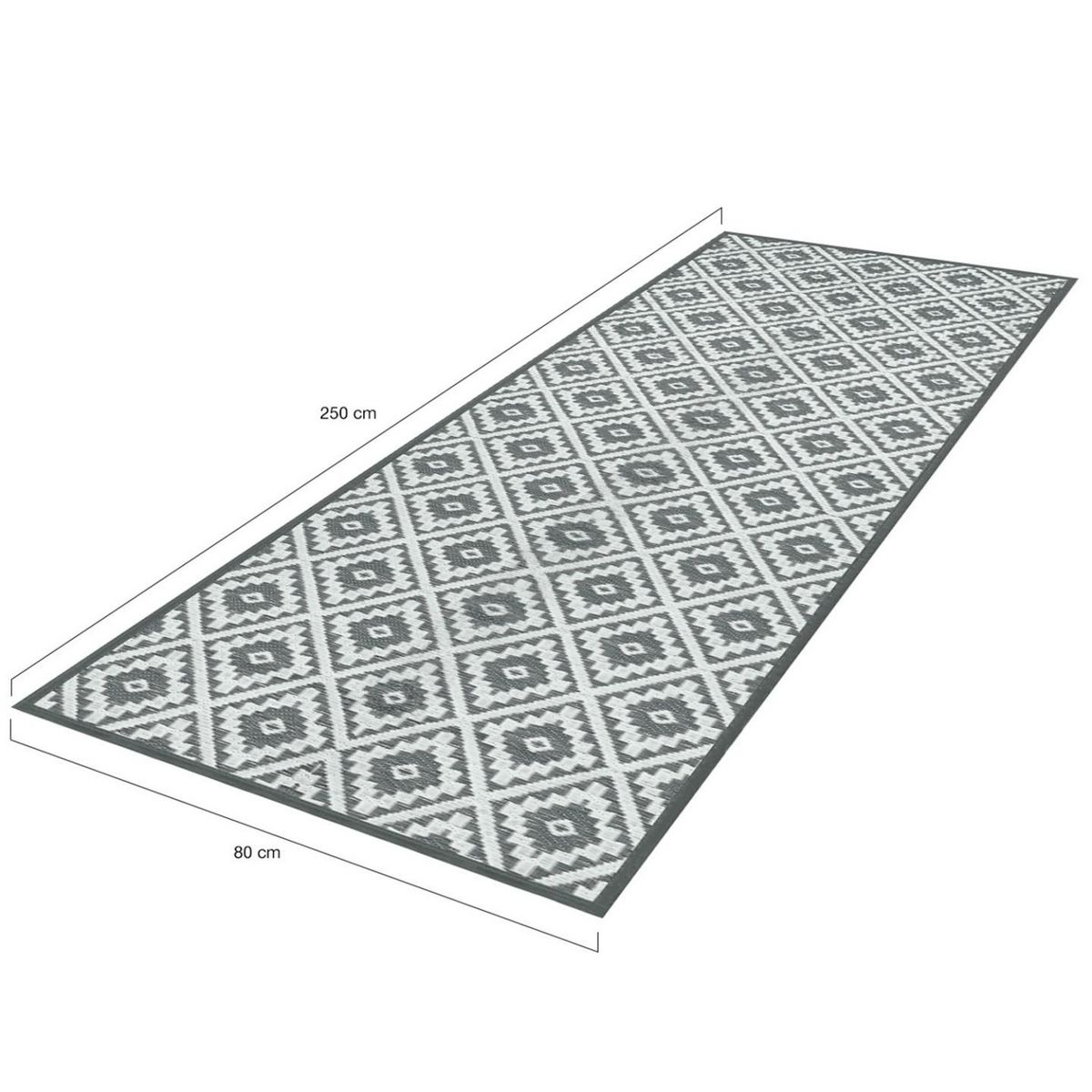 ID MARKET Tapis extérieur BAHAMAS gris 80 x 250 CM