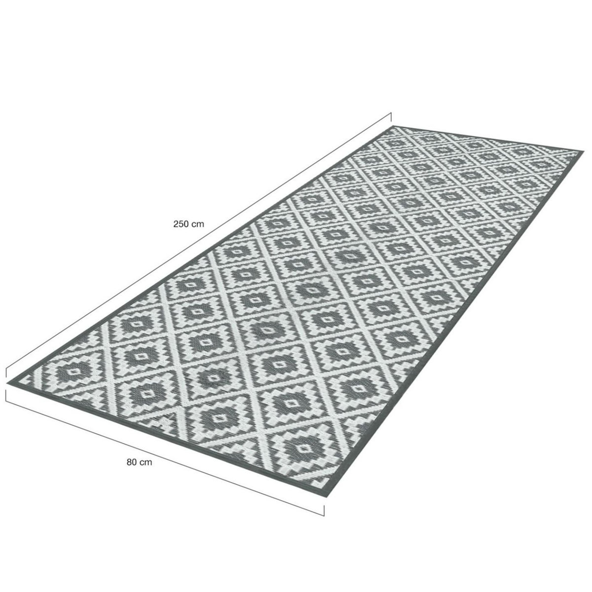 ID MARKET Tapis extérieur BAHAMAS gris 80 x 250 CM