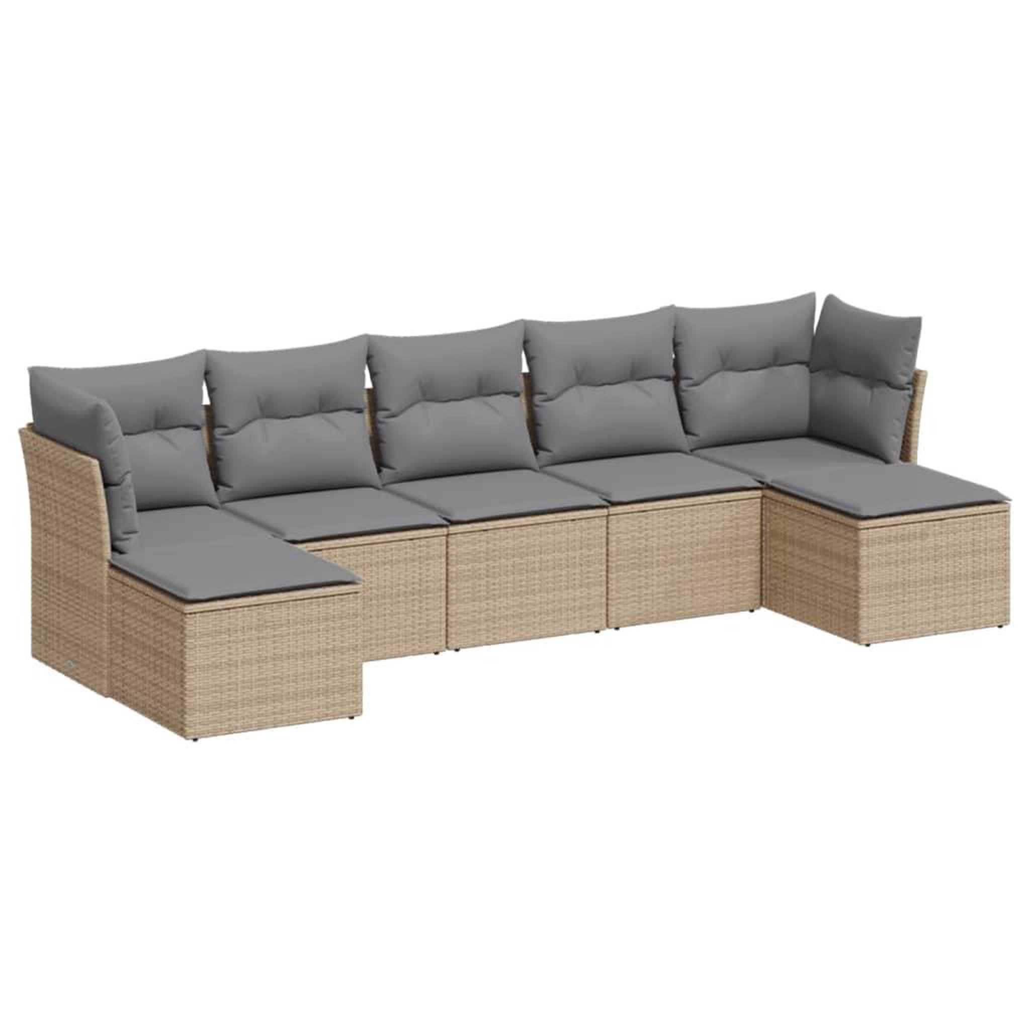 Voir la diapositive 2 : VIDAXL Salon de jardin avec coussins 7 pcs beige resine tressee