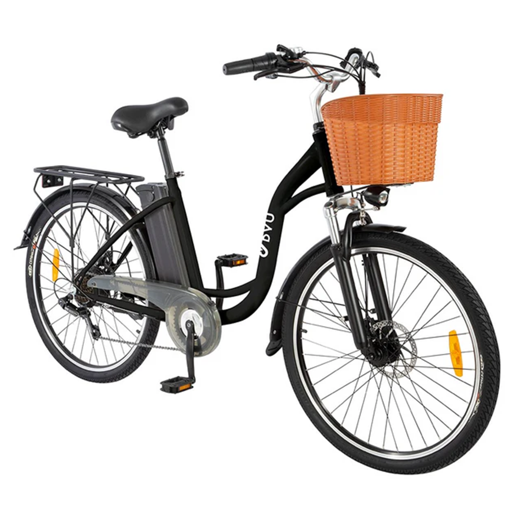 Voir la diapositive 3 : DYU Vélo électrique rétro DYU C6, 250 W, 36 V, 12,5 Ah, avec panier et porte-bagages arrière