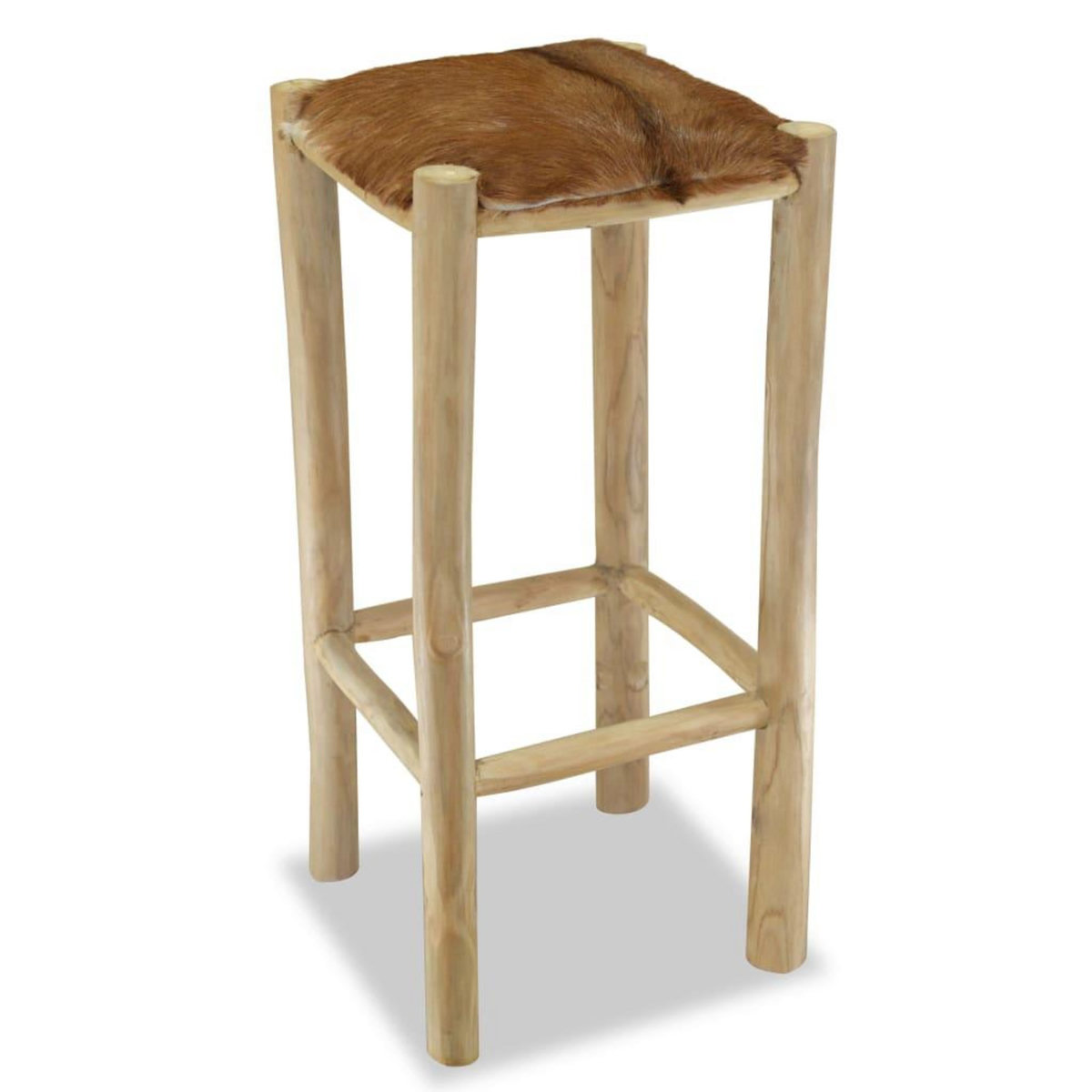 VIDAXL Tabouret de bar Cuir veritable et bois de teck solide