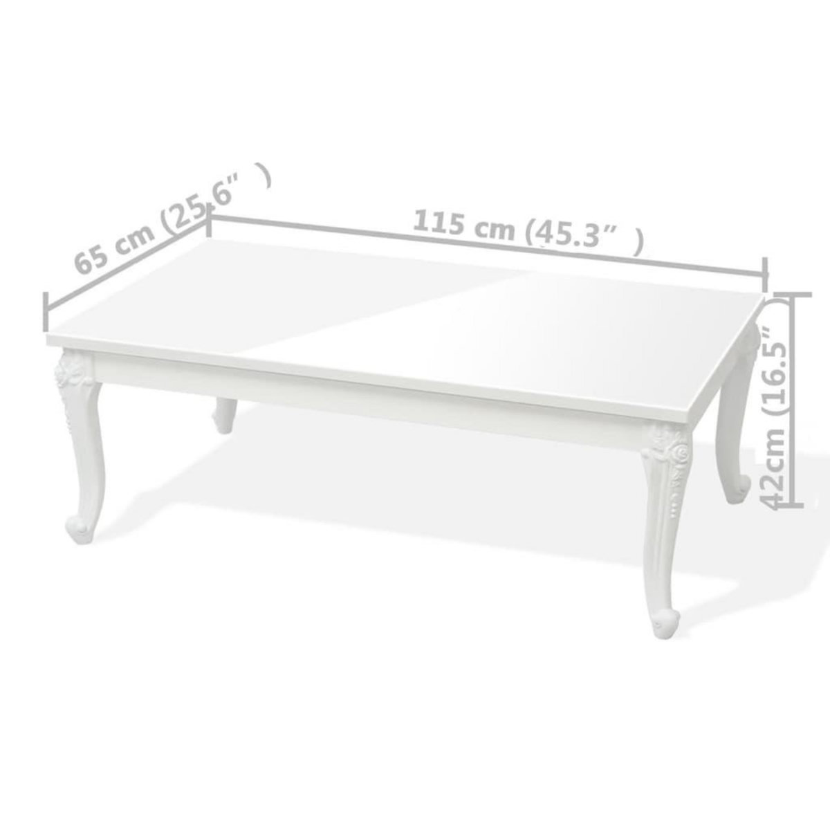 VIDAXL Table basse 115x65x42 cm Blanc brillant
