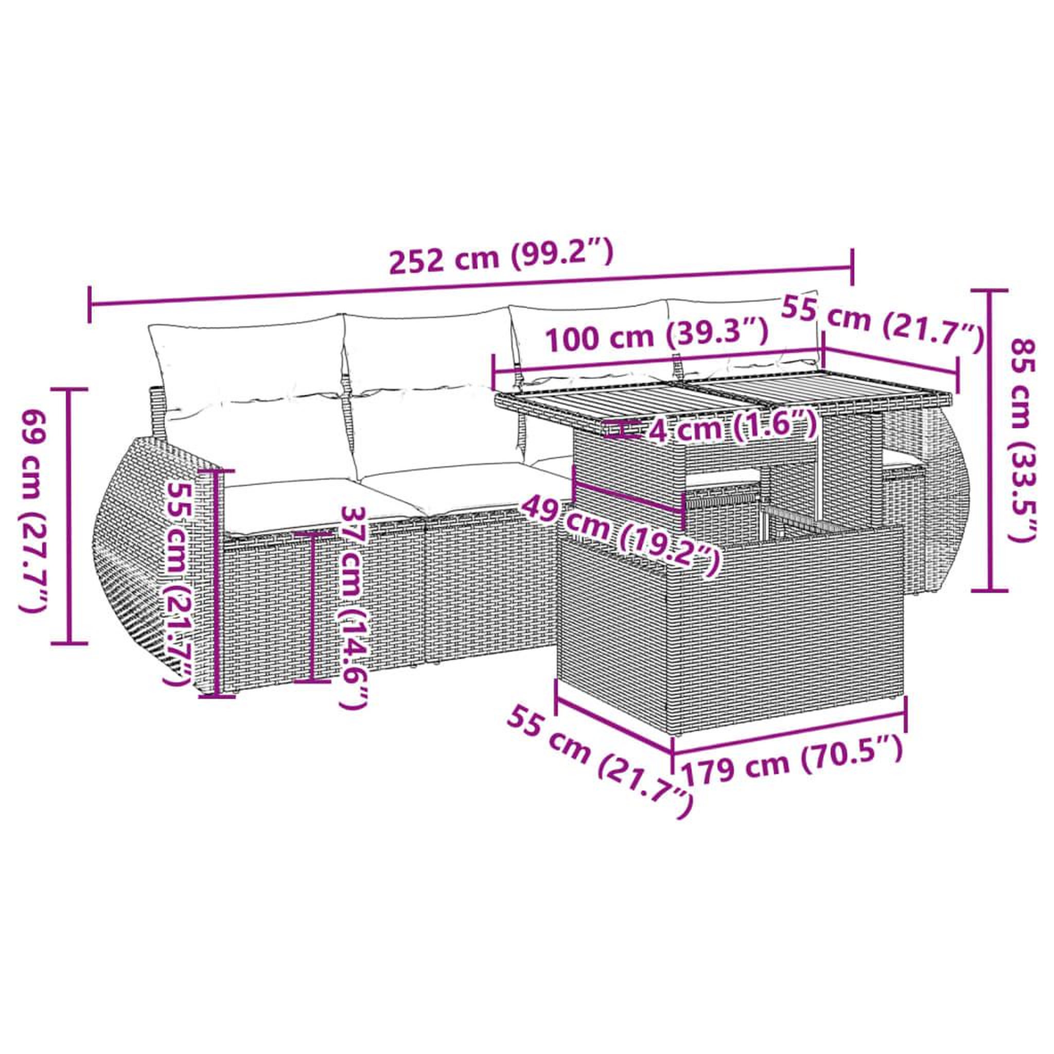 Voir la diapositive 6 : VIDAXL Salon de jardin avec coussins 5 pcs beige resine tressee