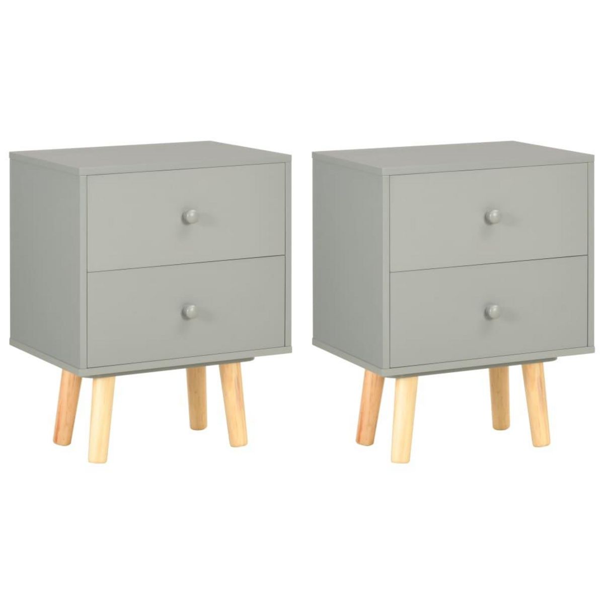 VIDAXL Tables de chevet 2 pcs Gris 40 x 30 x 50 cm Pin massif