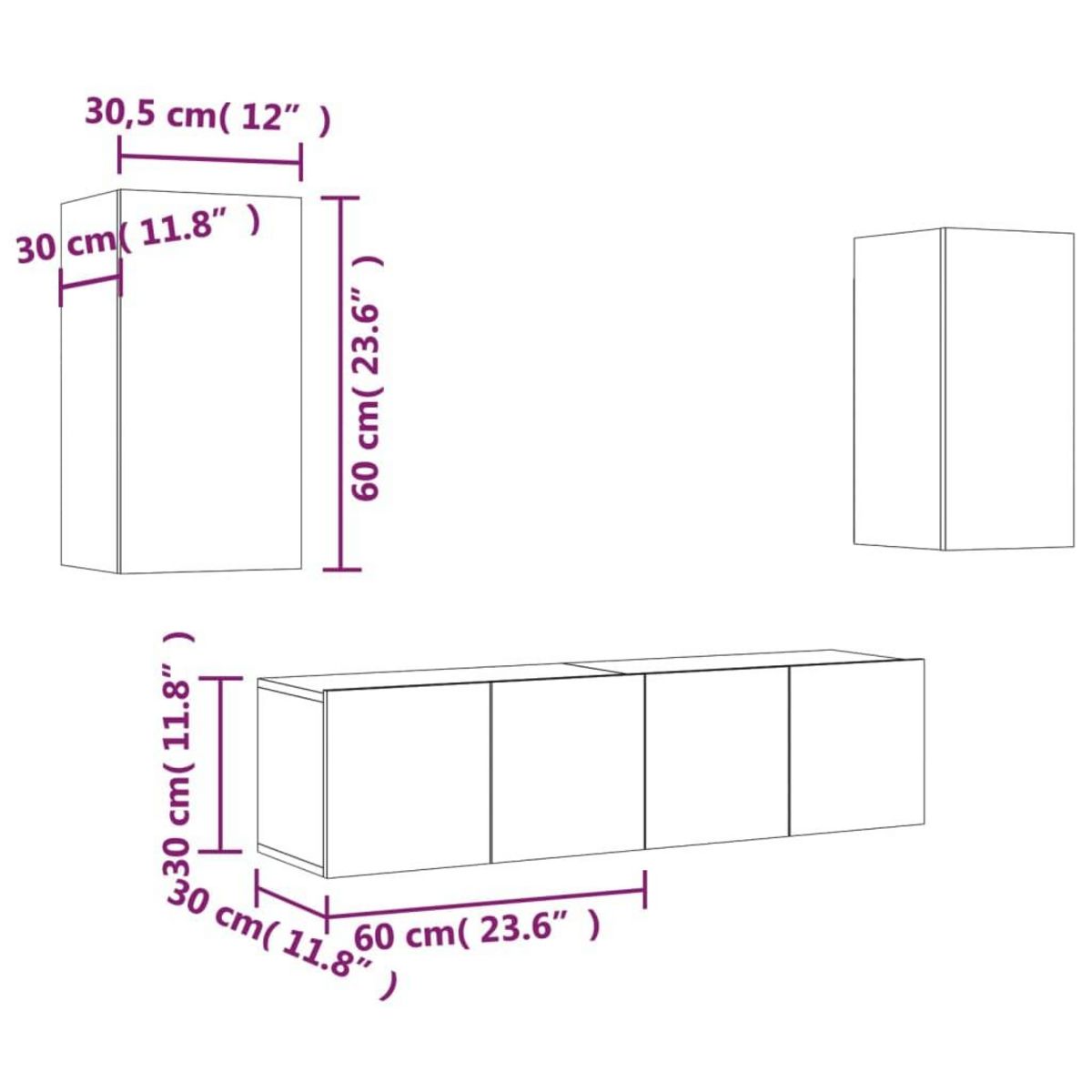 VIDAXL Ensemble de meubles TV 4 pcs Chene fume Bois d'ingenierie