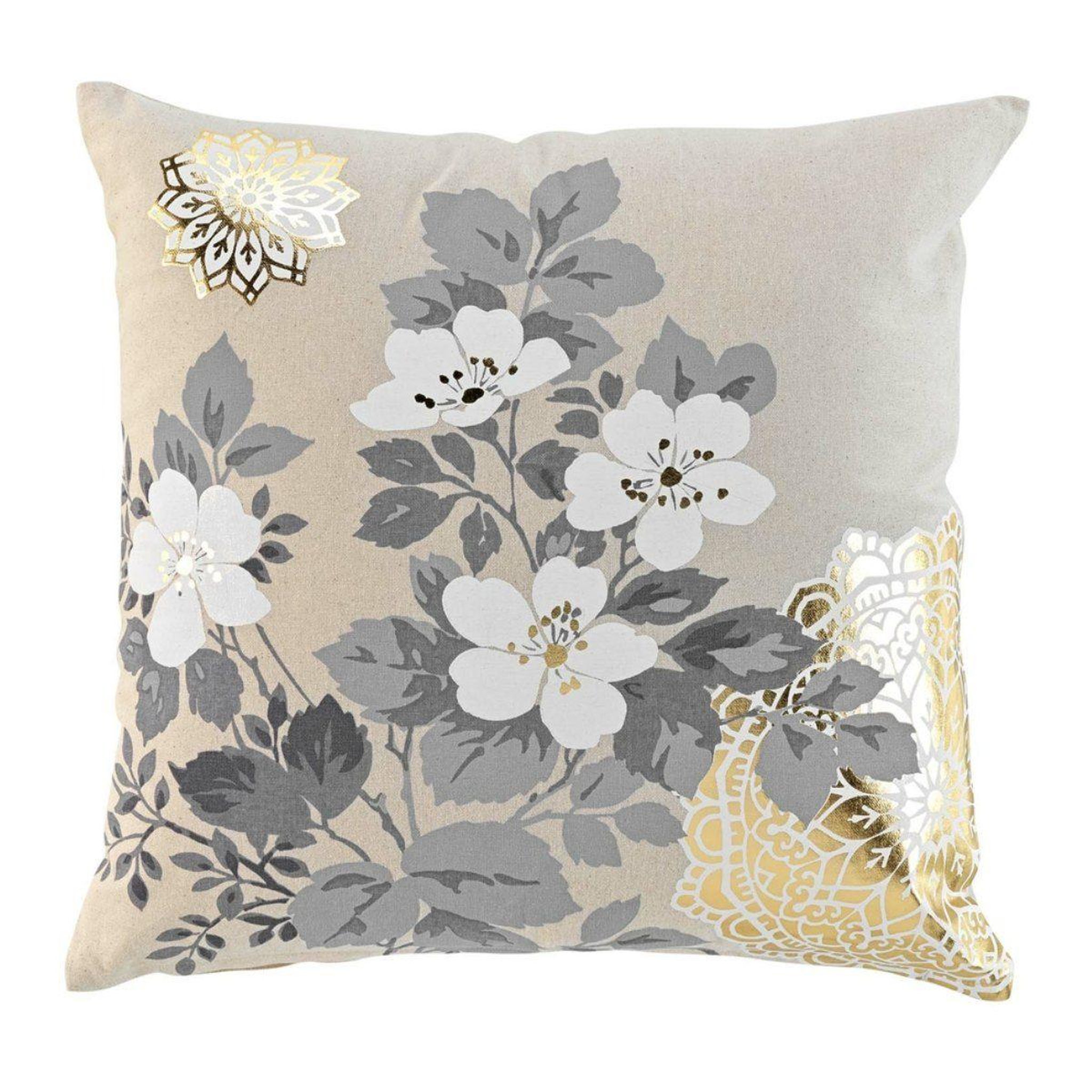 Douceur d'Intérieur Coussin déco imprimé  daya  45x45cm beige & or