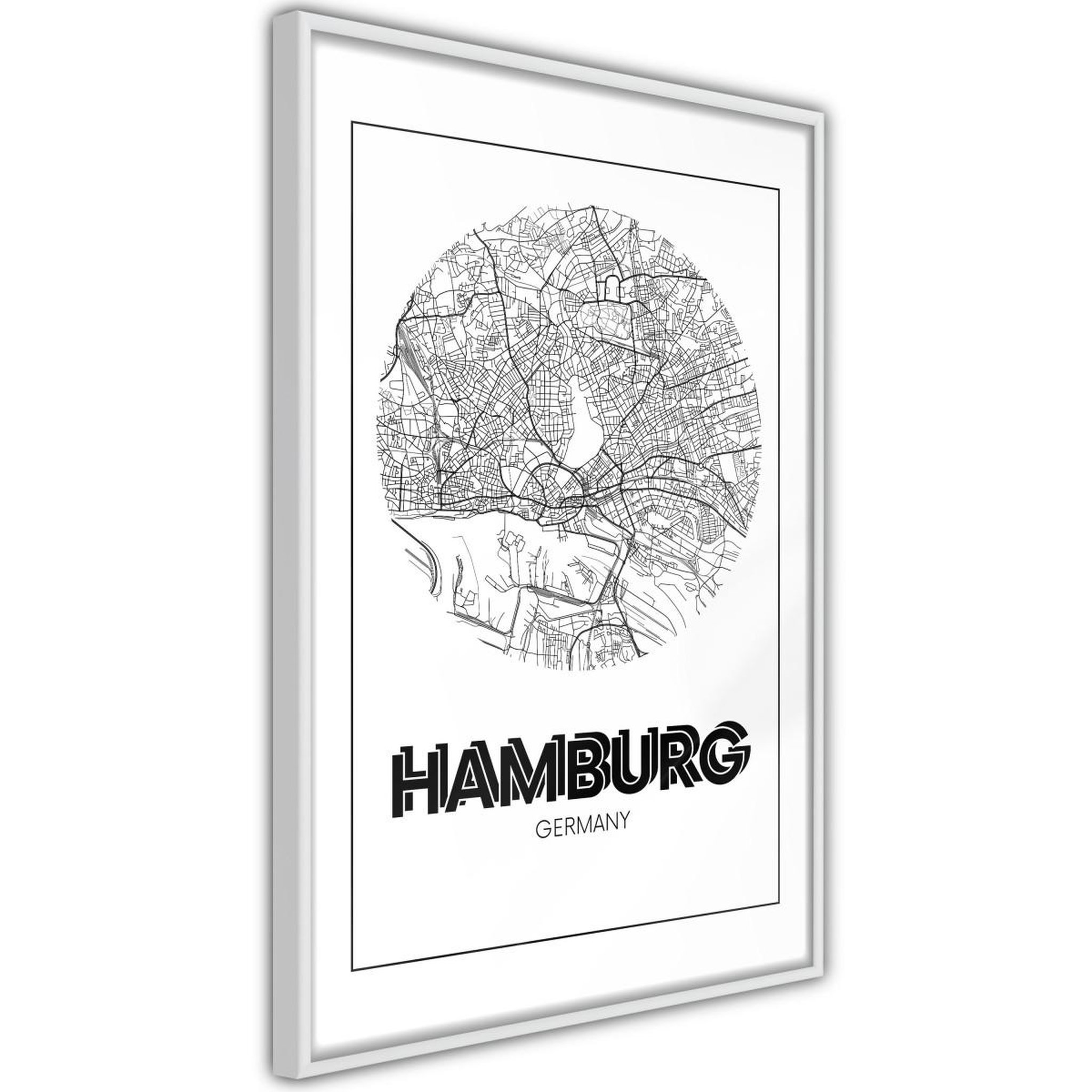 Paris Prix Affiche Murale Encadrée  City Map Hamburg Round