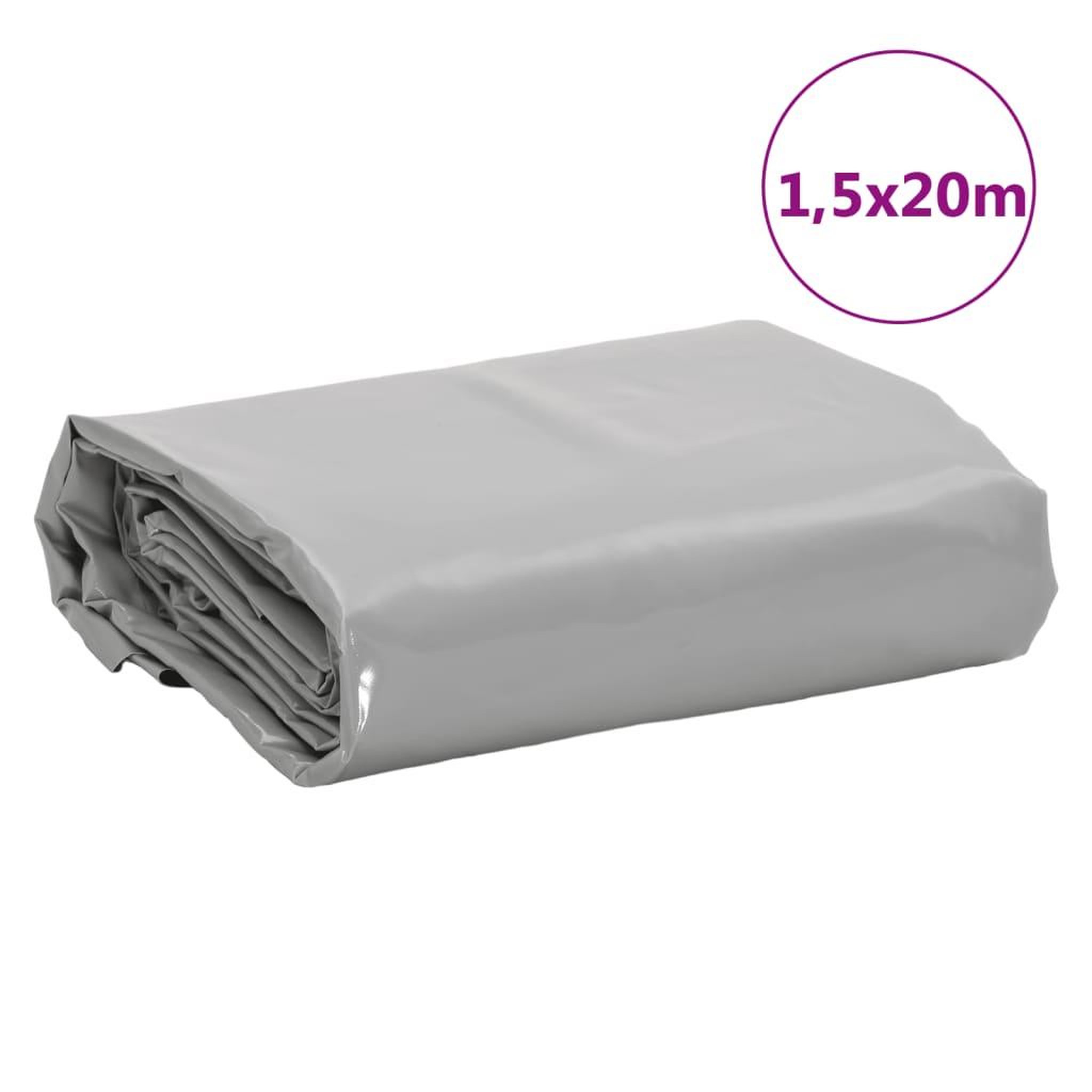 Voir la diapositive 6 : VIDAXL Bache gris 1,5x20 m 650 g/m²