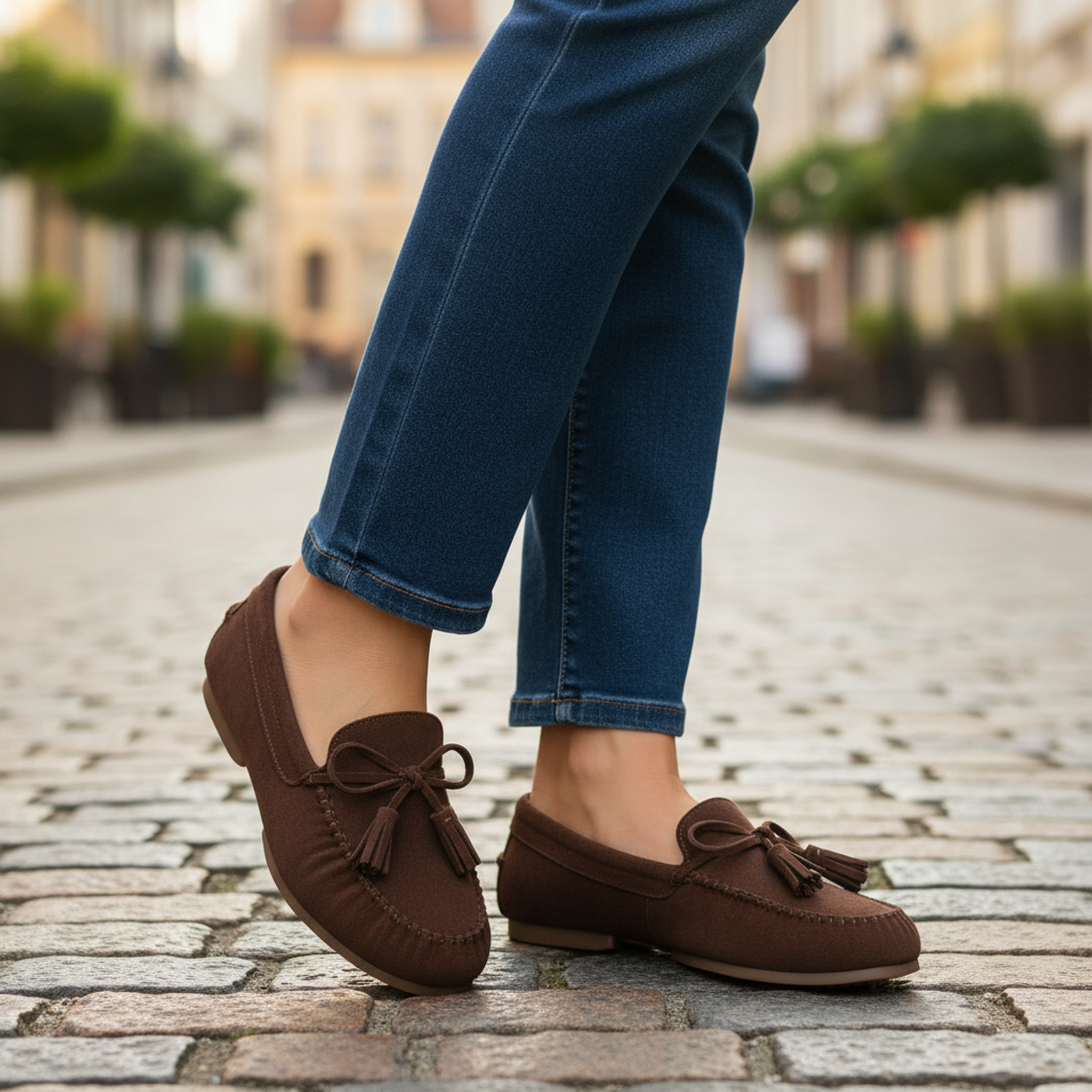 Voir la diapositive 2 : OZABI Ozabi mocassins femme bobo chic nœud pampilles daim synthétique