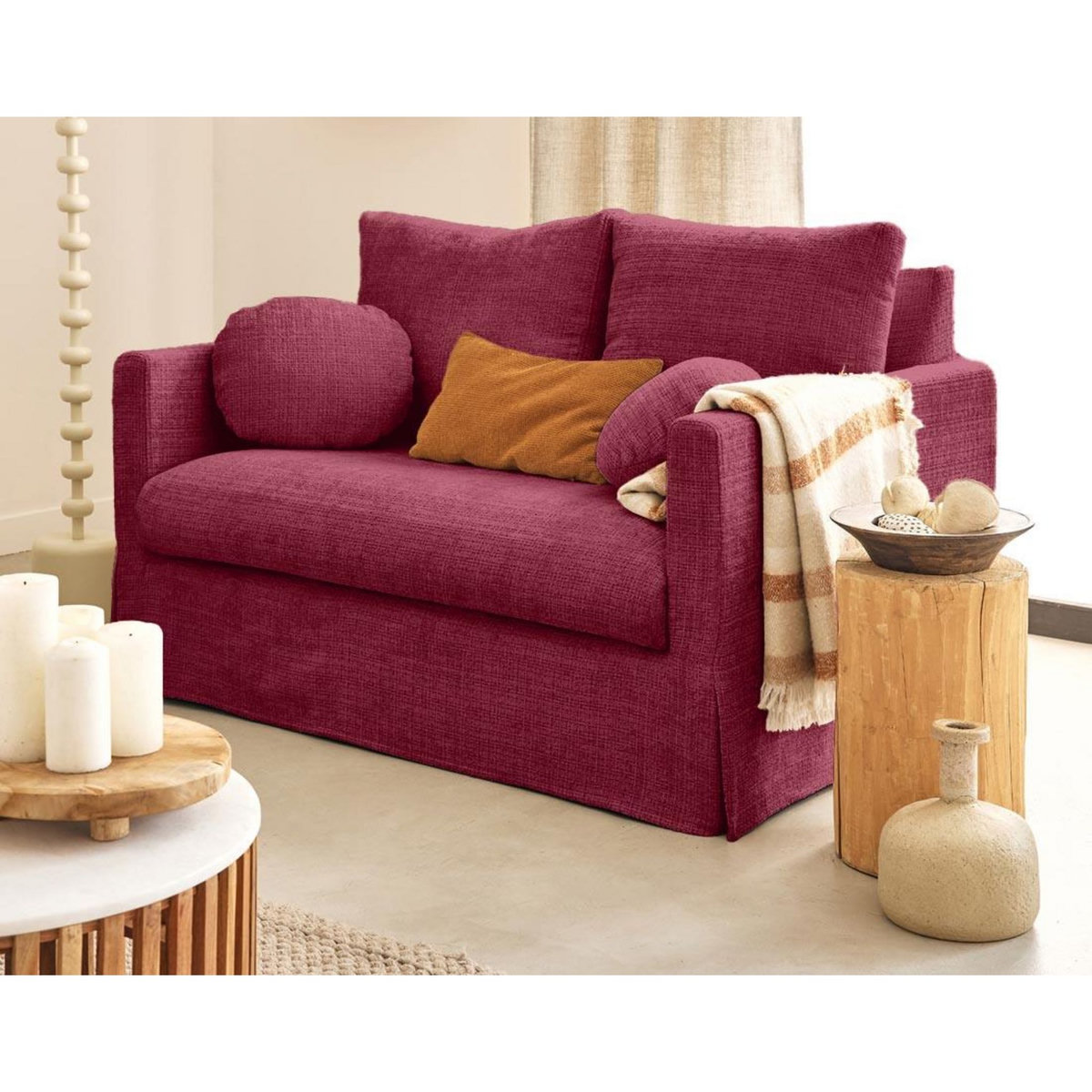 LISA DESIGN Serena - canapé droit déhoussable 2 places en velours texturé