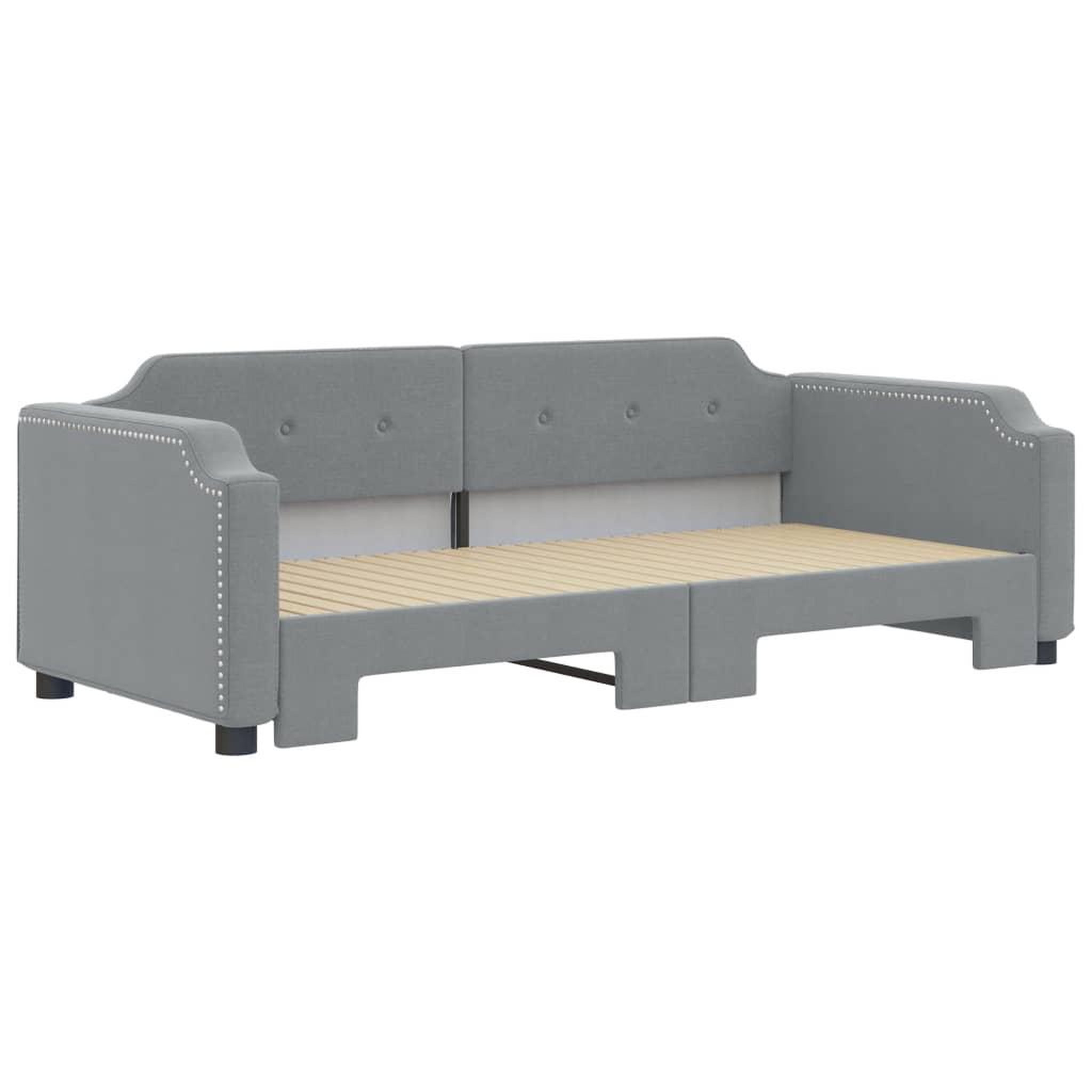 Voir la diapositive 3 : VIDAXL Lit de jour avec gigogne sans matelas gris clair 90x200 cm