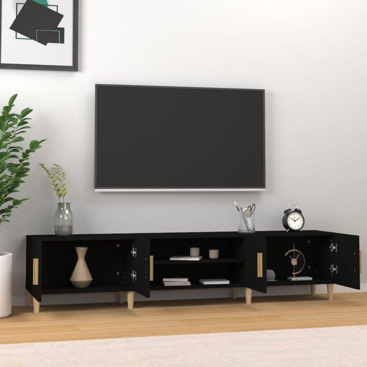 VIDAXL Meuble TV noir 180x31,5x40 cm bois d'ingenierie