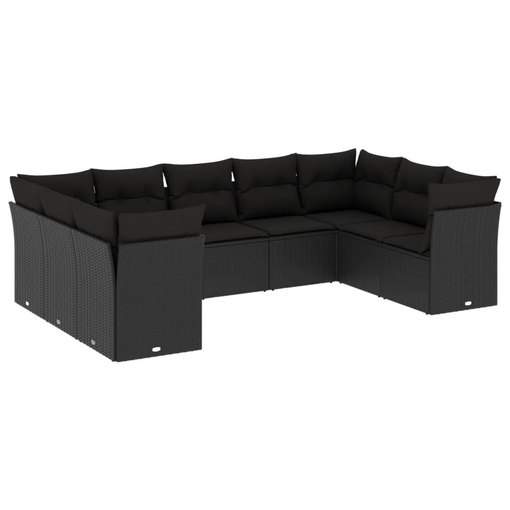 Voir la diapositive 2 : VIDAXL Salon de jardin 9 pcs avec coussins noir resine tressee