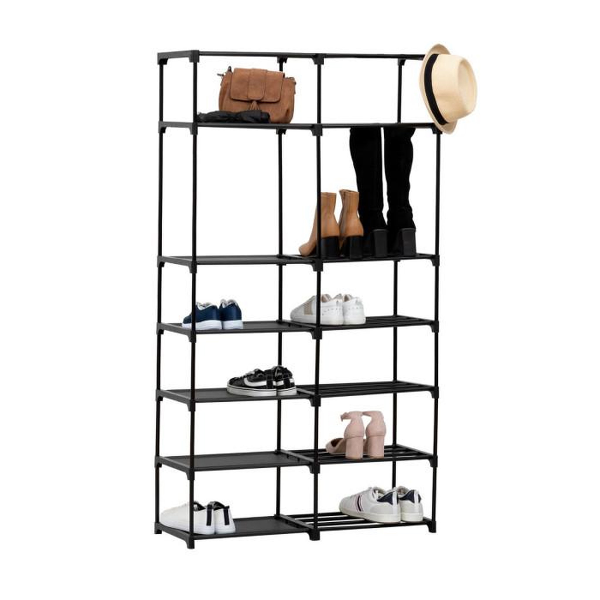 Voir la diapositive 5 : FIVE Range-Chaussures 8 Niveaux  32 Paires  155cm Noir