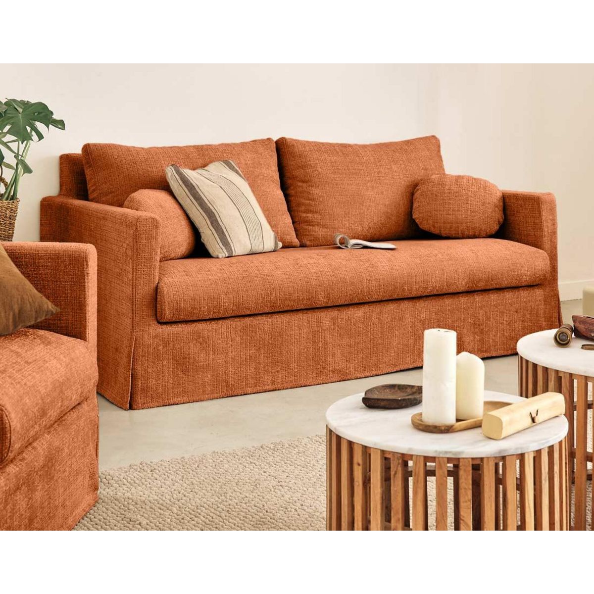 LISA DESIGN Serena - canapé droit déhoussable 3 places en velours texturé