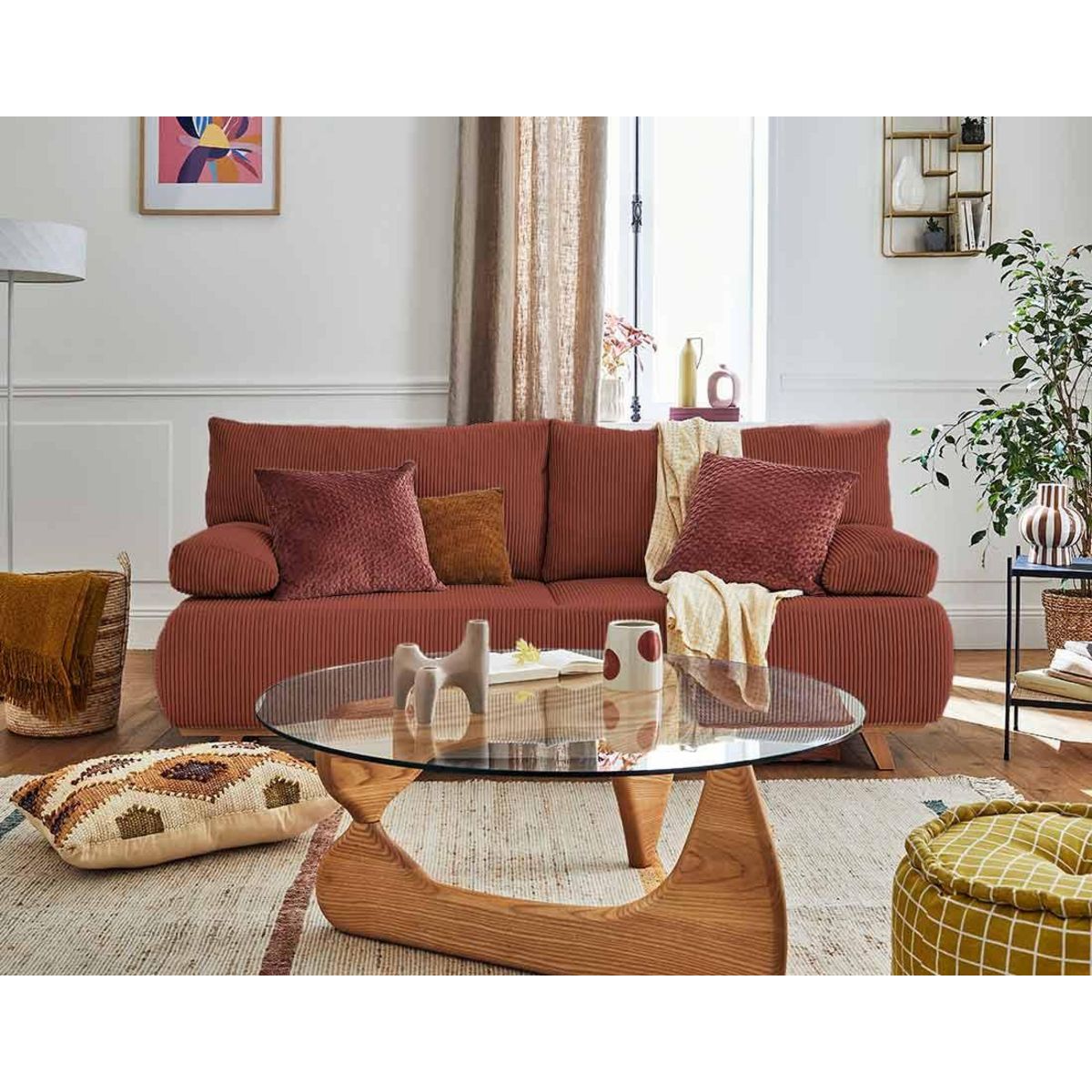 BEST MOBILIER Cristal - canapé 3 places - convertible avec coffre - en velours côtelé