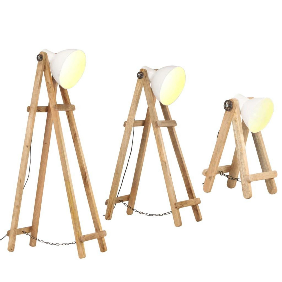 VIDAXL Lampadaires 3 pcs Blanc E27 Bois de manguier massif