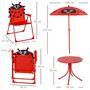 Voir la diapositive 3 : OUTSUNNY Ensemble salon de jardin enfant 4 pcs design coccinelle - table ronde + 2 chaises pliables + parasol - métal époxy oxford rouge