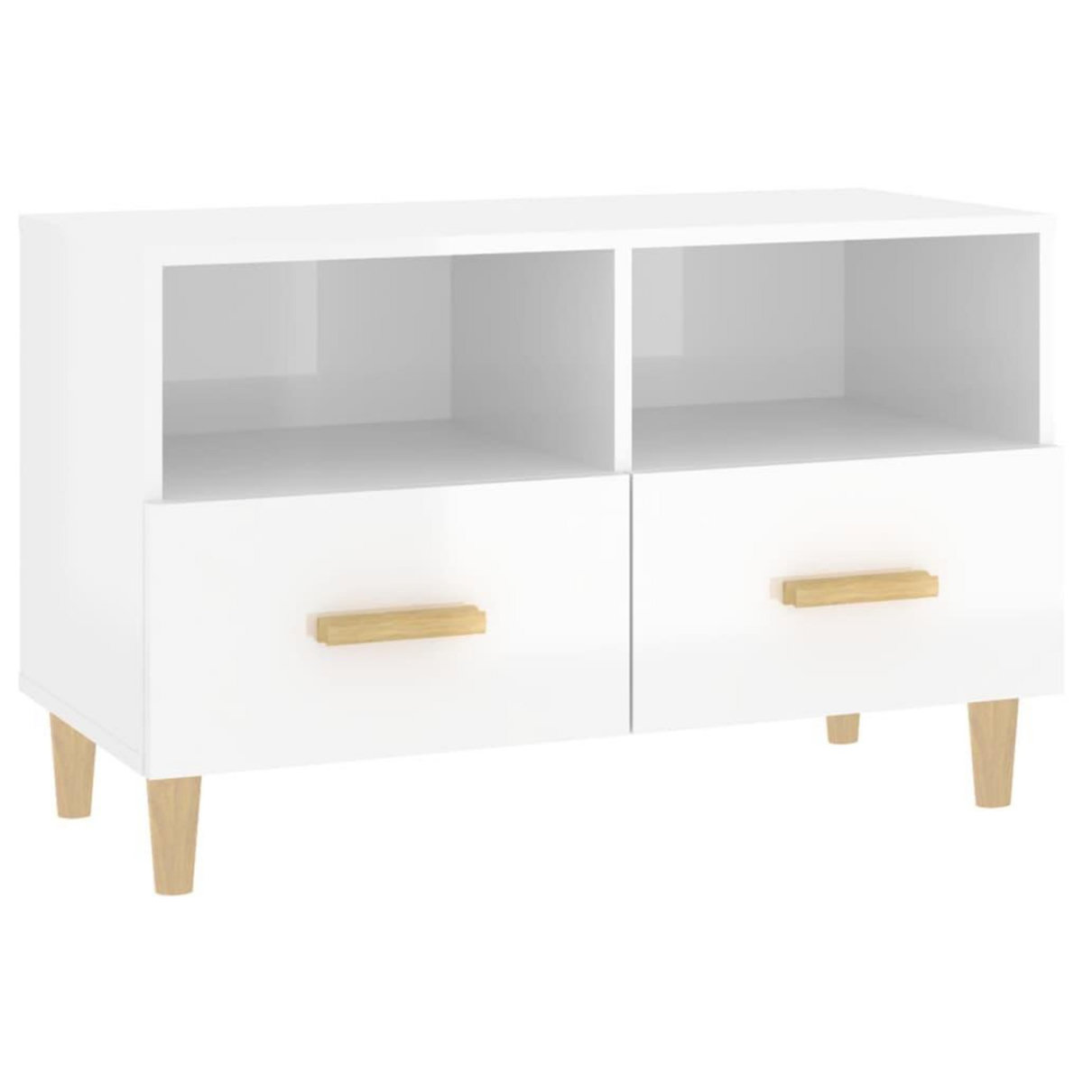 VIDAXL Meuble TV Blanc brillant 80x36x50 cm Bois d'ingenierie