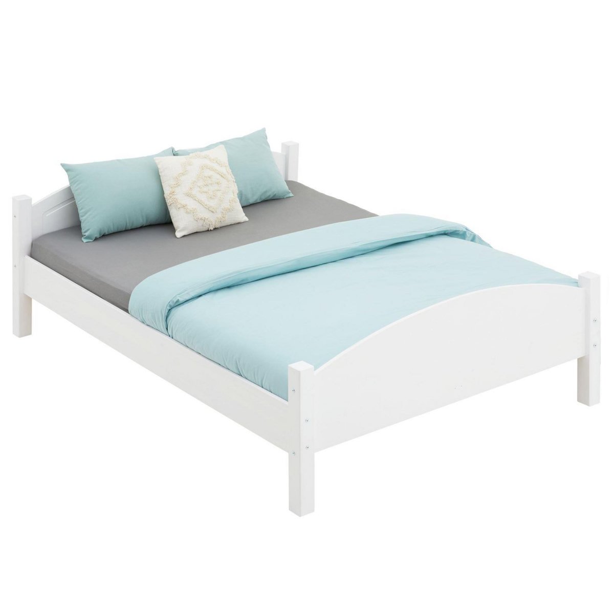 IDIMEX Lit double FLIMS, 140 x 190 cm en pin massif lasuré blanc
