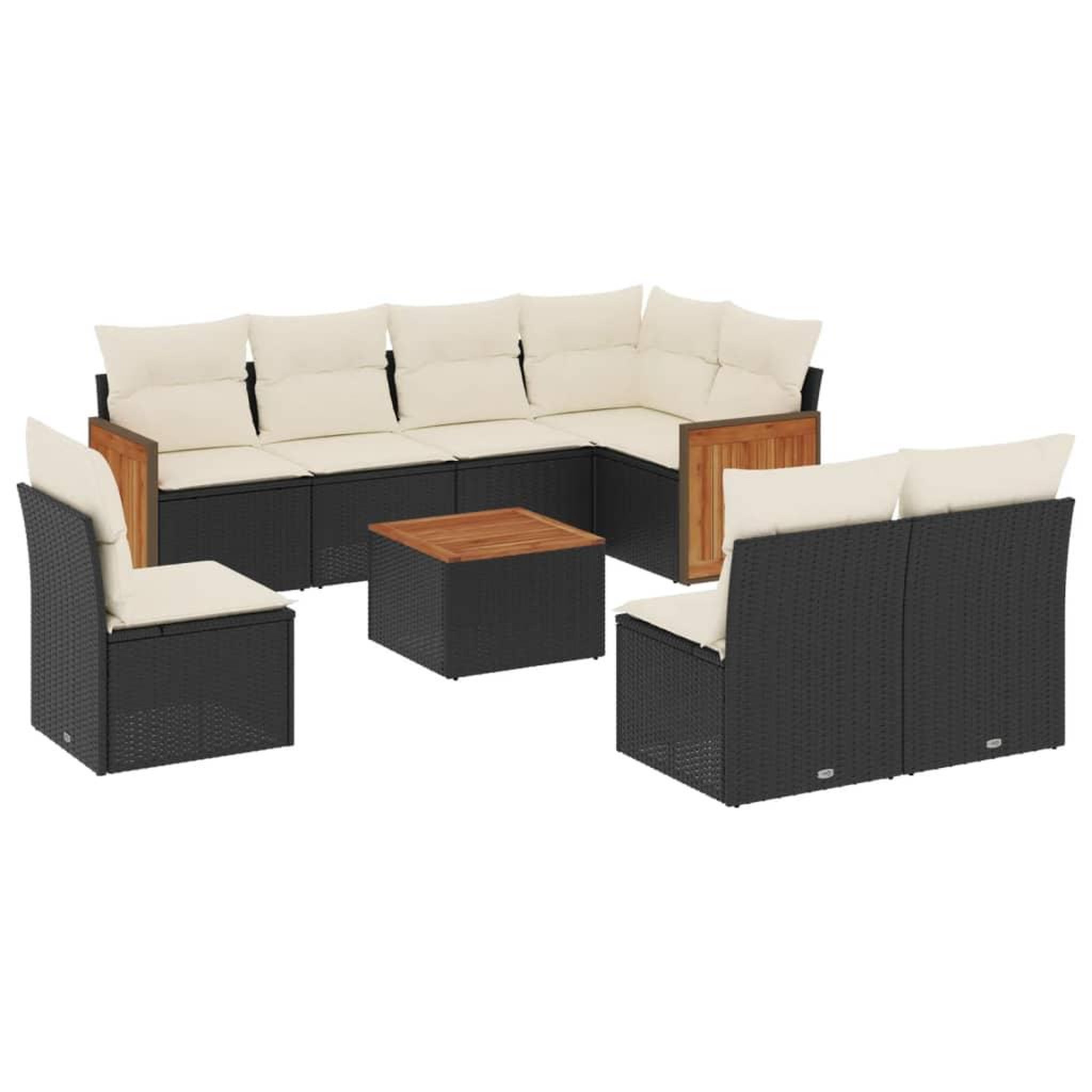 Voir la diapositive 2 : VIDAXL Salon de jardin 9 pcs avec coussins noir resine tressee