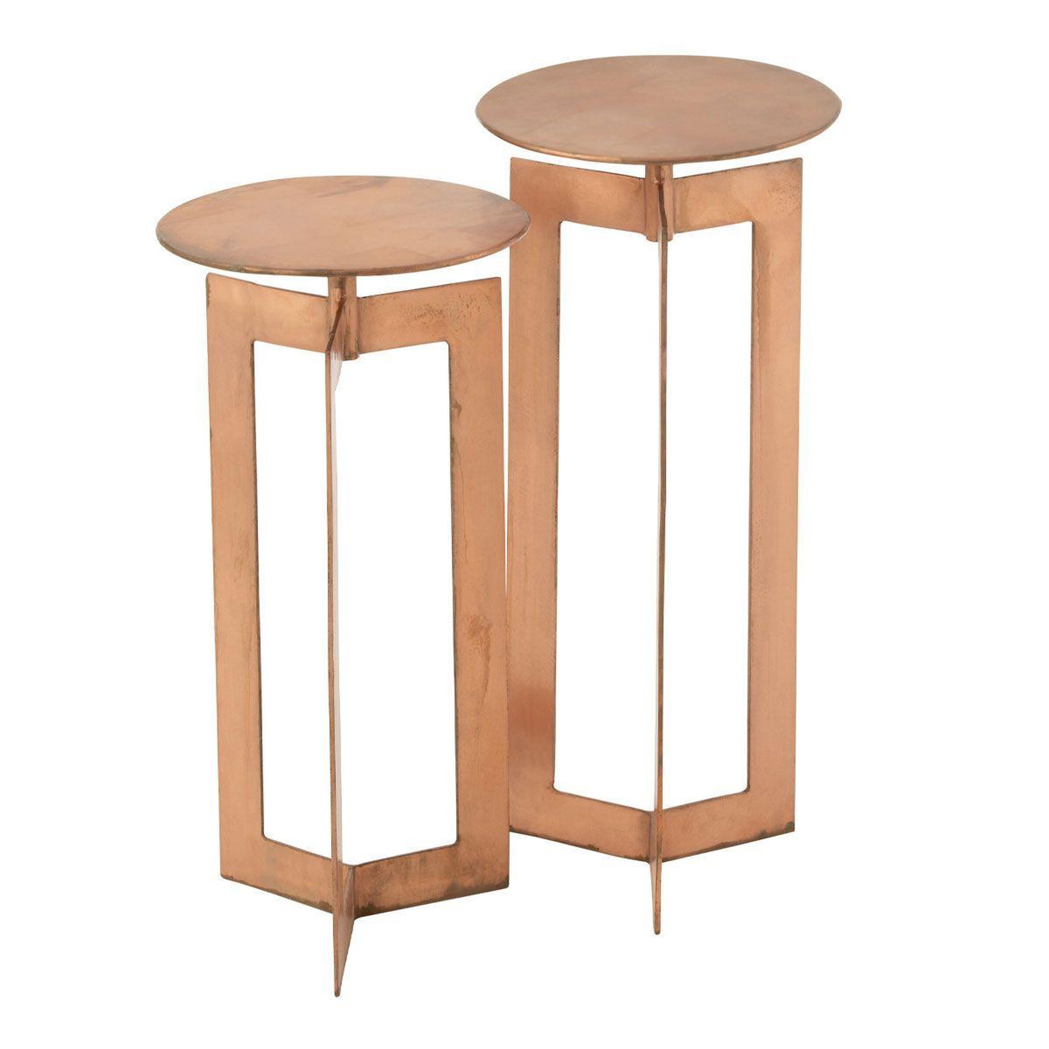 J-LINE Lot de 2 Tables d'Appoint Métal  Zino  71cm Cuivre