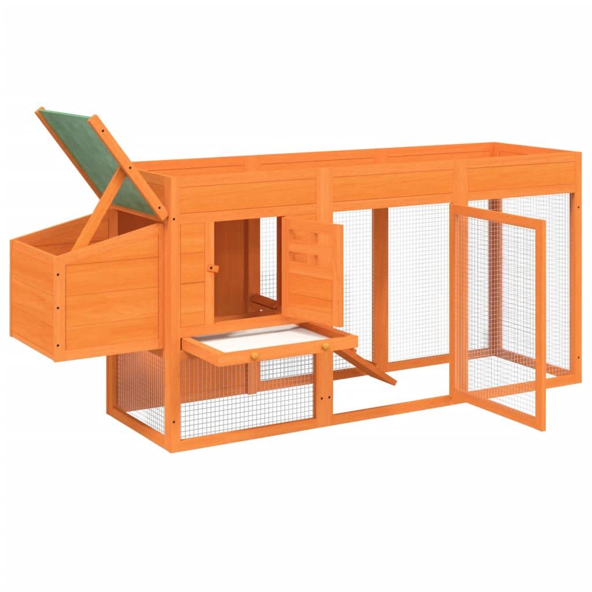 Voir la diapositive 5 : VIDAXL Poulailler marron 204x50x84 cm bois massif de pin