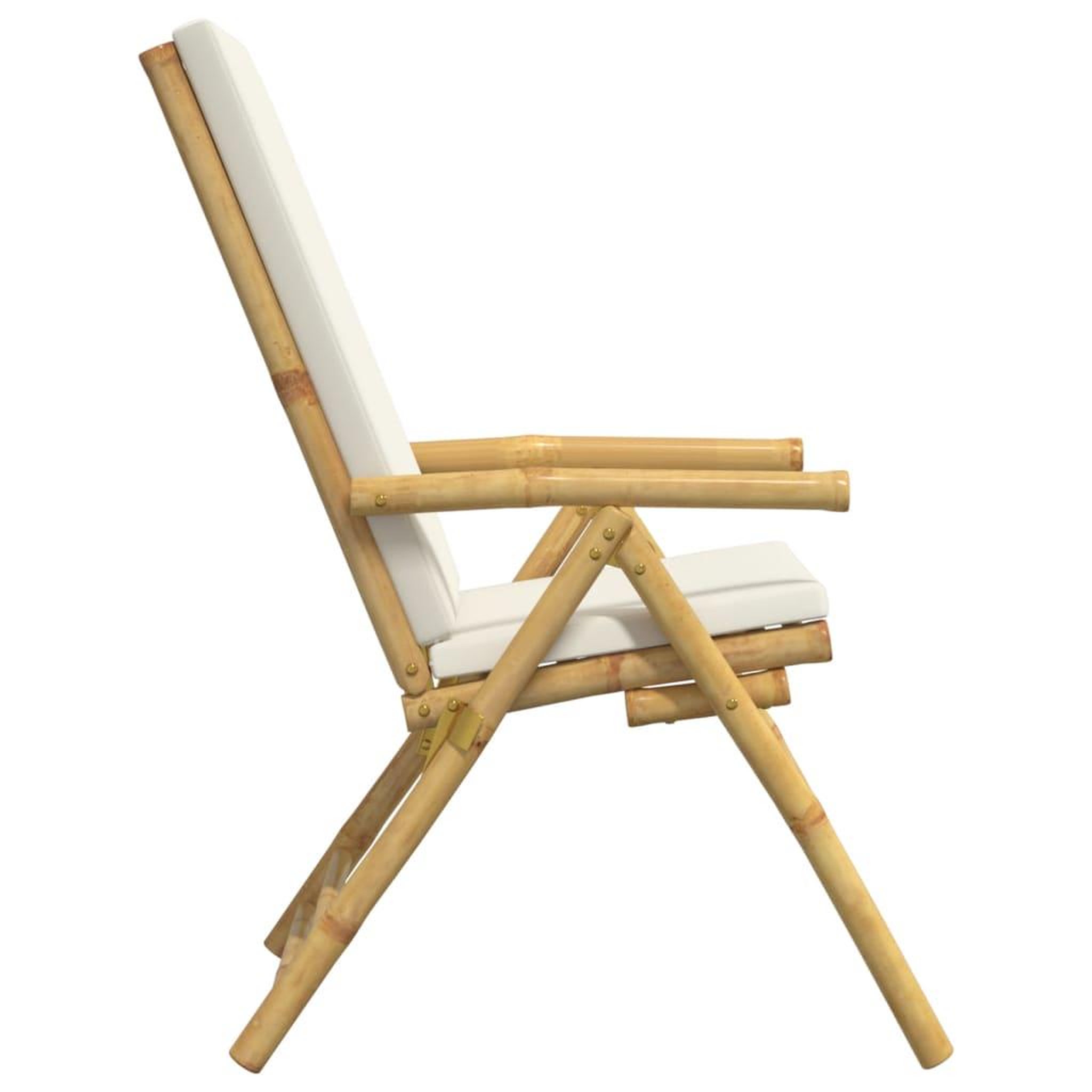 Voir la diapositive 5 : VIDAXL Chaises inclinables de jardin pliantes lot de 4 coussins bambou