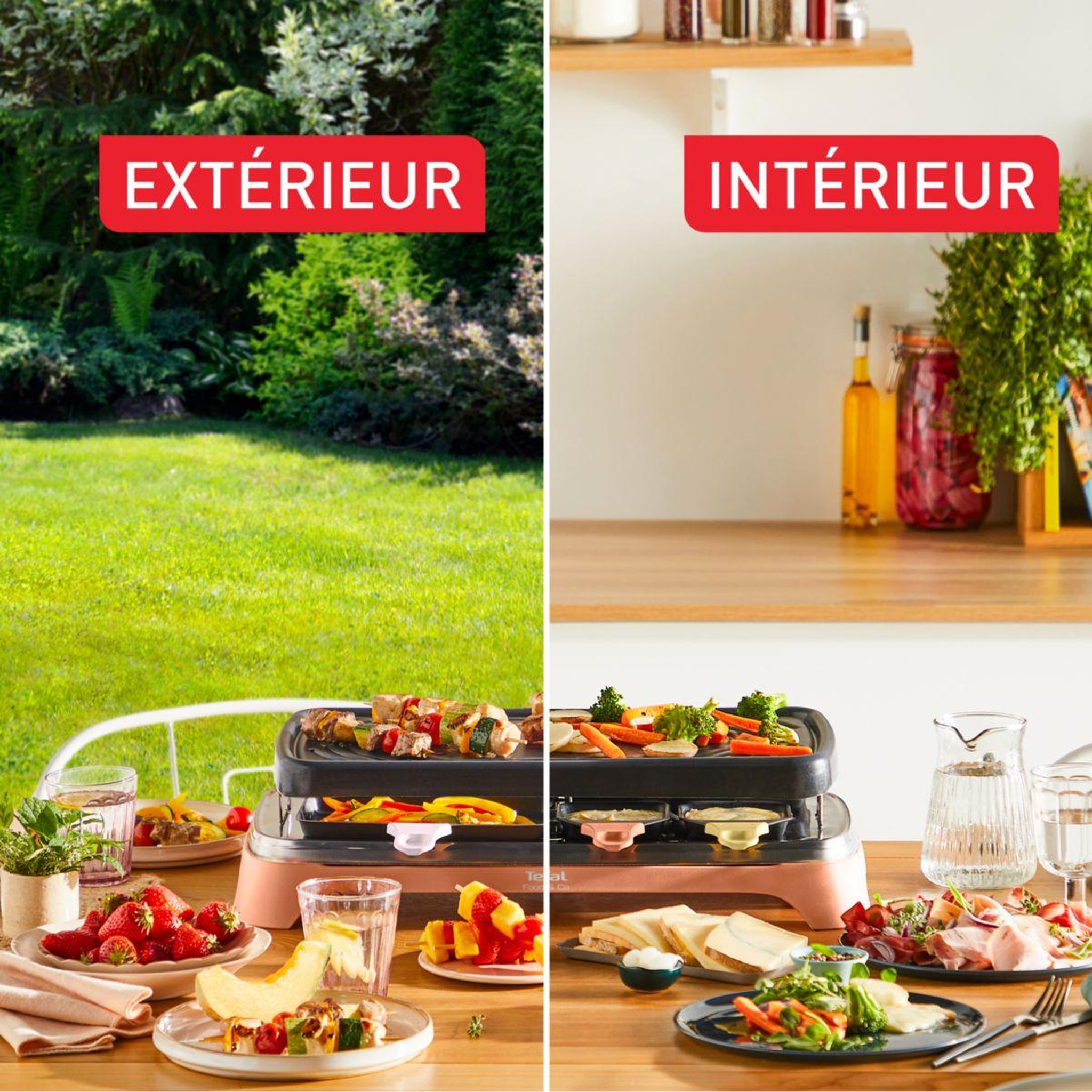 Voir la diapositive 4 : TEFAL Raclette 2 en 1 plancha Food & Co x8 RE651JF0