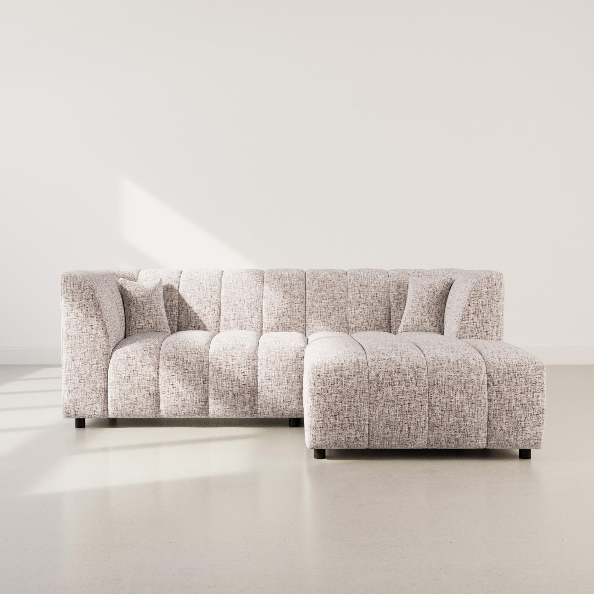 Voir la diapositive 2 : LISA DESIGN Curtis - canapé d'angle droit 4 places avec accoudoir en tissu texturé