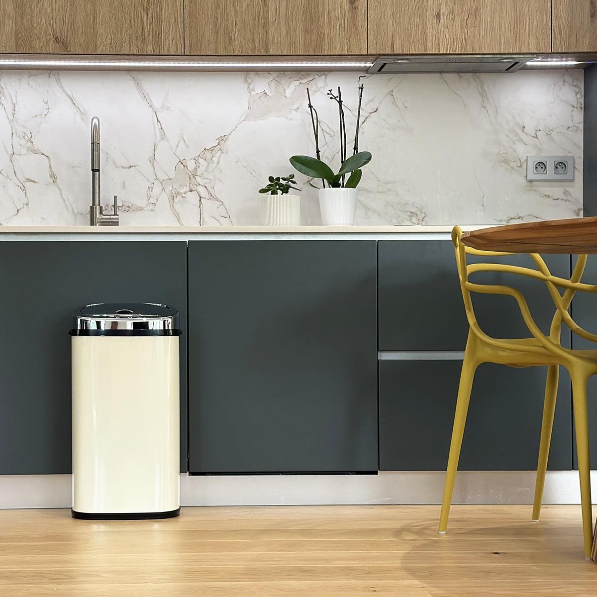 Kitchen move Poubelle automatique 42l creme/inox - bat-42ls02a cream ss