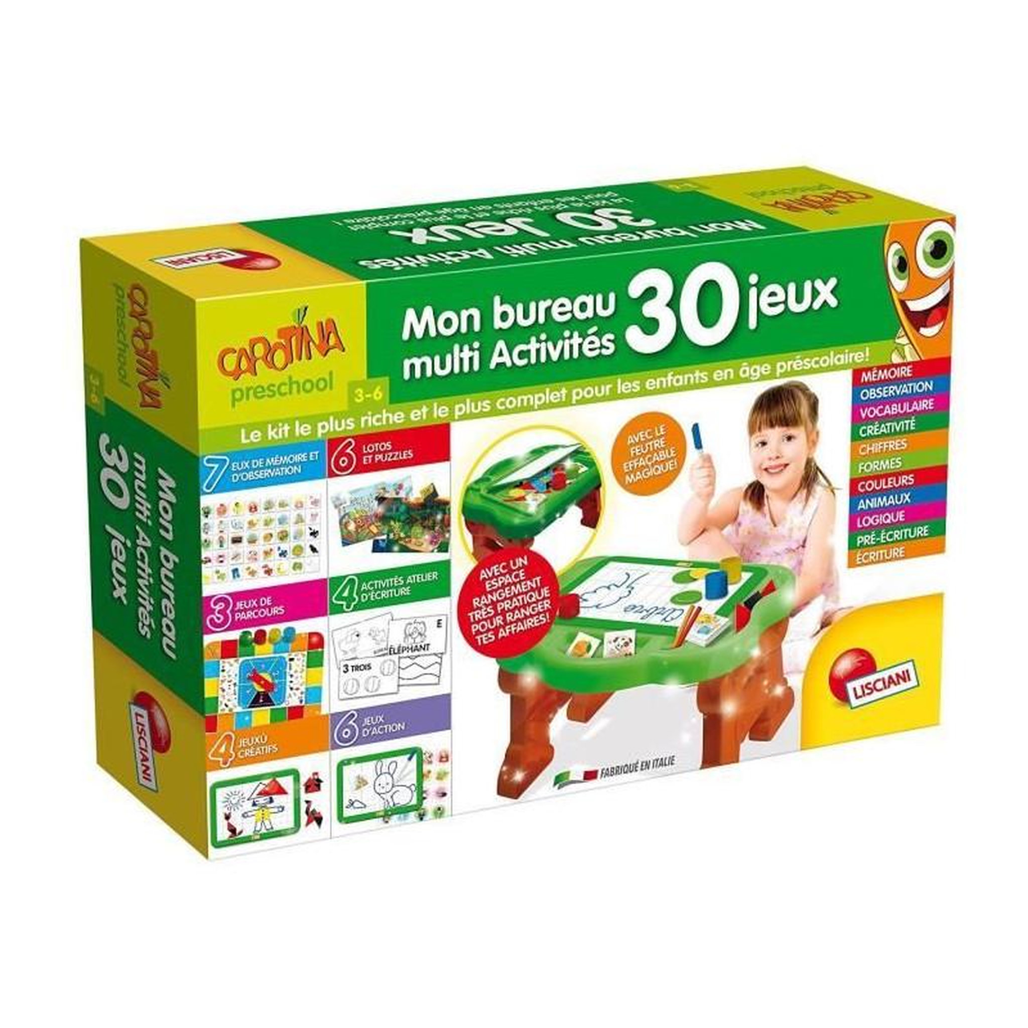 Voir la diapositive 4 : LISCIANI GIOCHI Pupitre éducatif Carotina - LISCIANI - 30 jeux pour apprendre en s'amusant