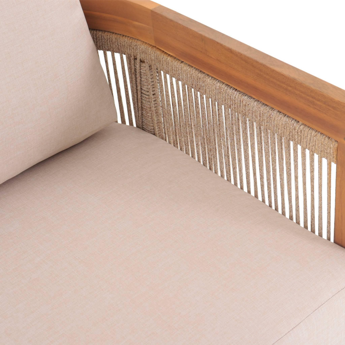 SWEEEK Salon de jardin bois d'acacia et cordes 4 places beige - Maui