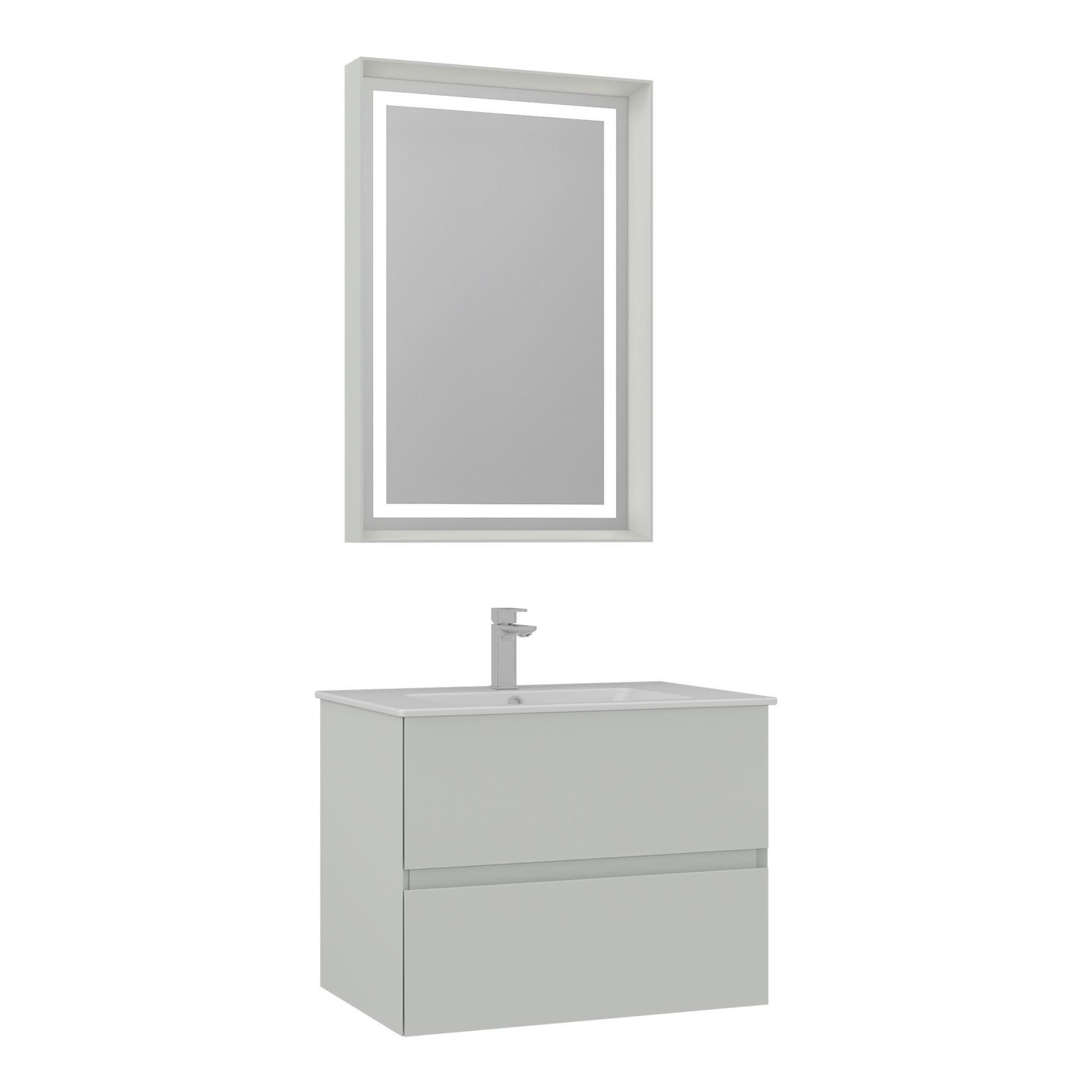 Habitat et Jardin Meuble avec simple vasque et miroir  Nest 71 v2  - 71 x 51 x 55 cm - Matte Cashmere