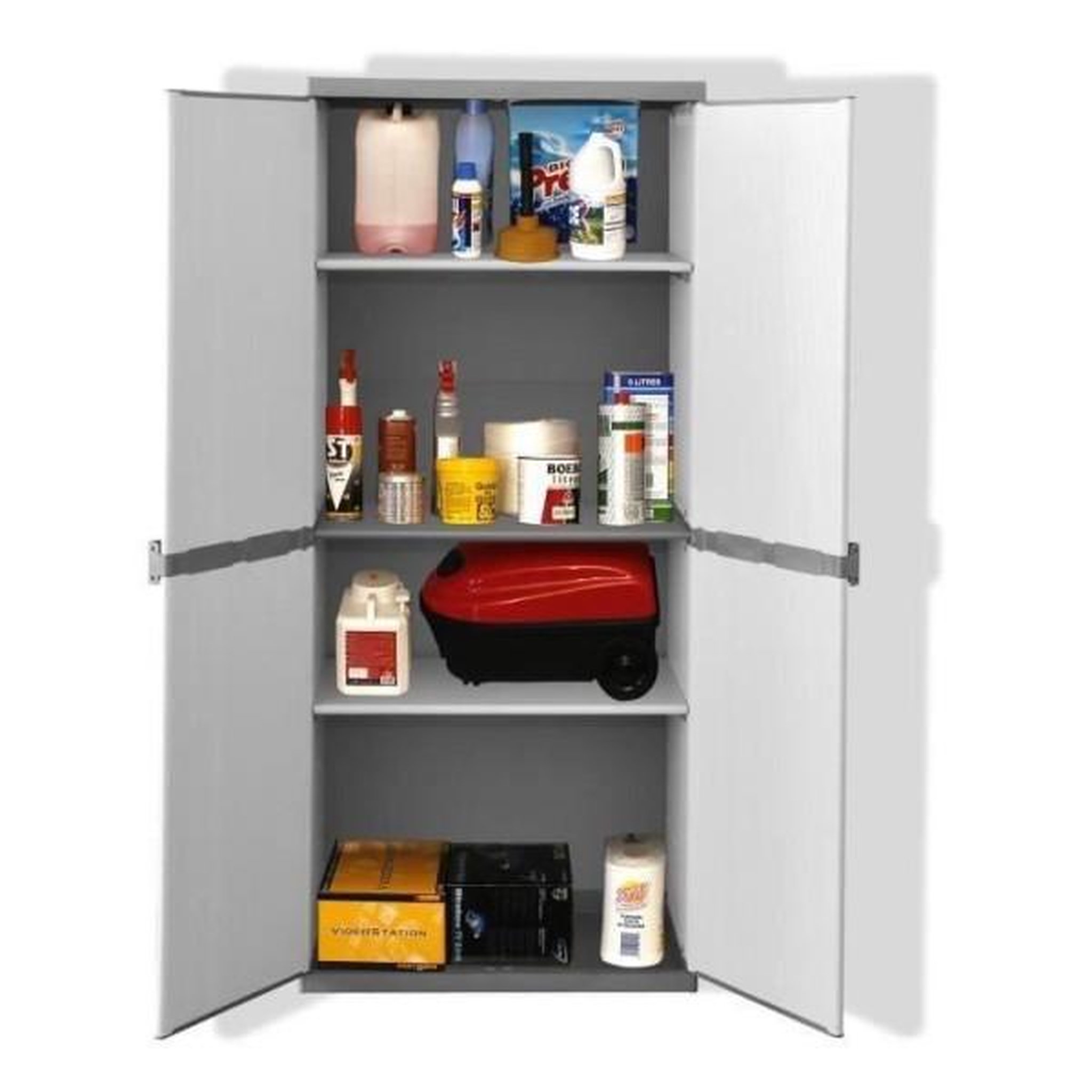 Voir la diapositive 2 : TOOD Armoire de rangement haute en résine TOOD - 3 tablettes - Gris
