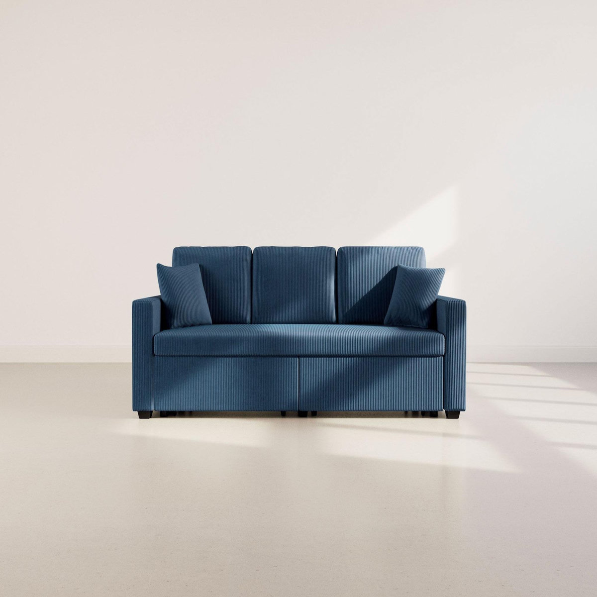 BEST MOBILIER Cyrus - canapé droit 3 places convertible en velours côtelé