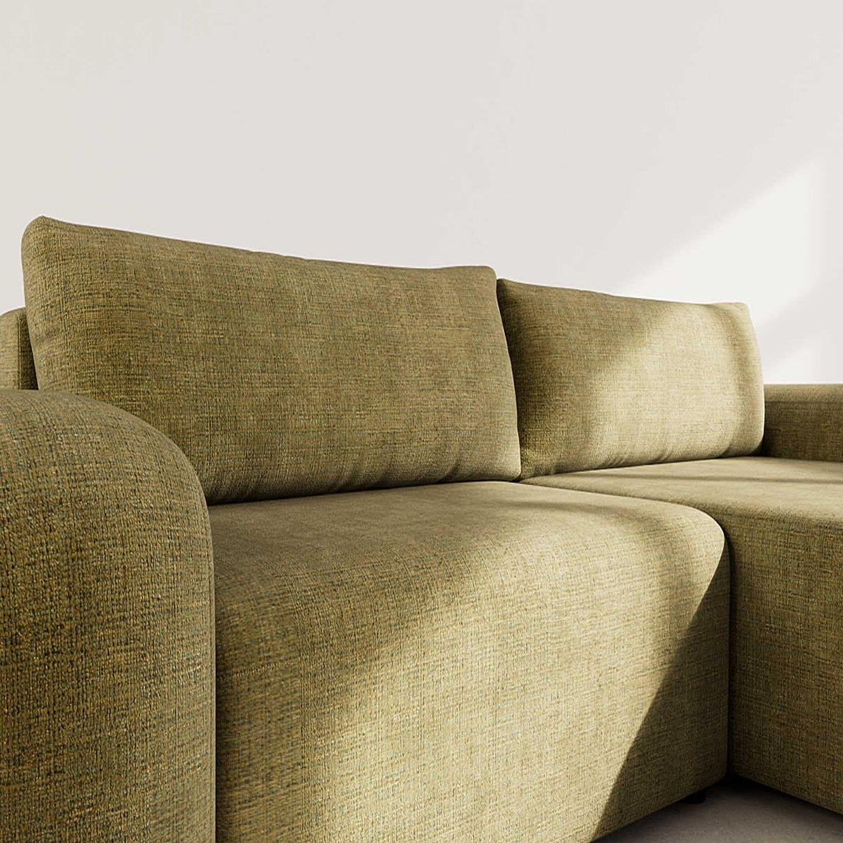 BEST MOBILIER Rebecca - canapé d'angle droit 4 places convertible avec coffre en velours texturé