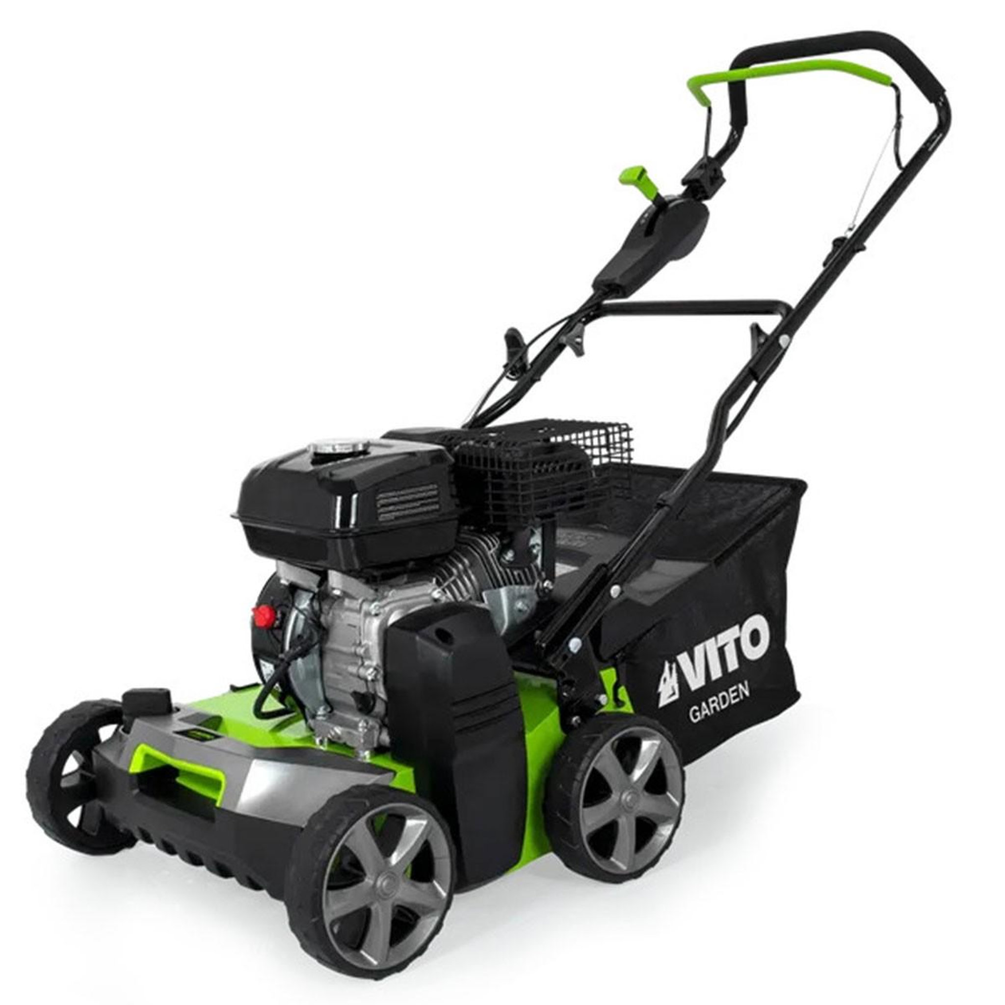 Voir la diapositive 6 : VITO Scarificateur thermique 5,4 cv – scarificateur & démousseur pelouse 2000 m2, largeur 40cm, réglable, bac 45l vito