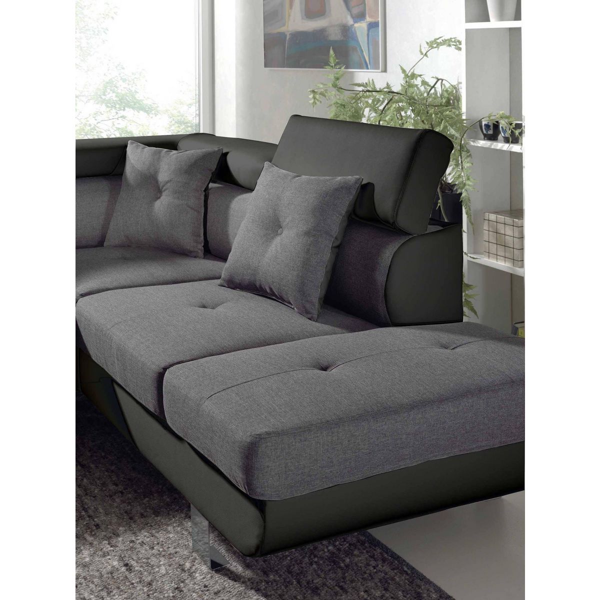 BEST MOBILIER Lisbona - canapé d'angle droit convertible - 5 places - avec têtières