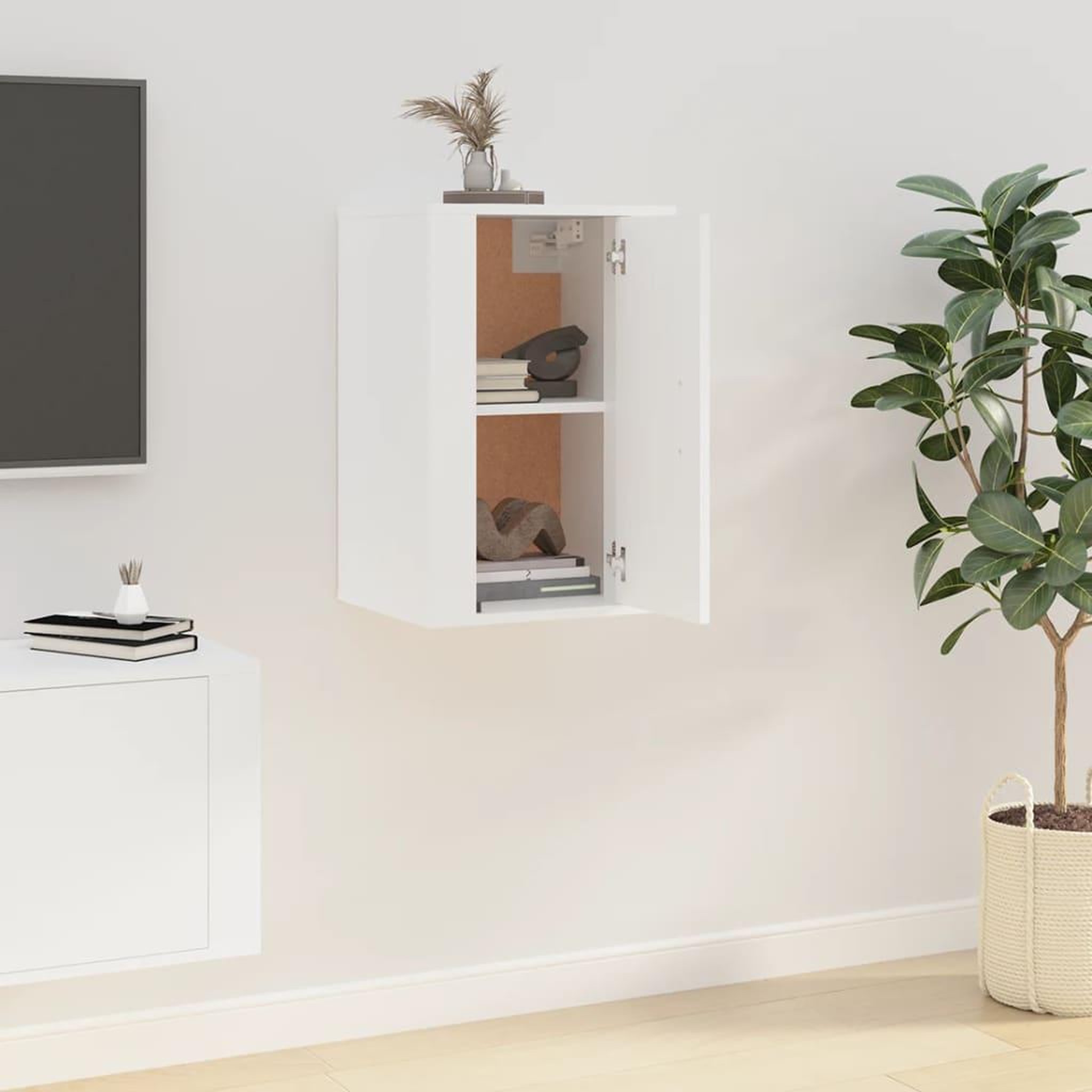 Voir la diapositive 4 : VIDAXL Meuble TV mural Blanc 40x34,5x60 cm