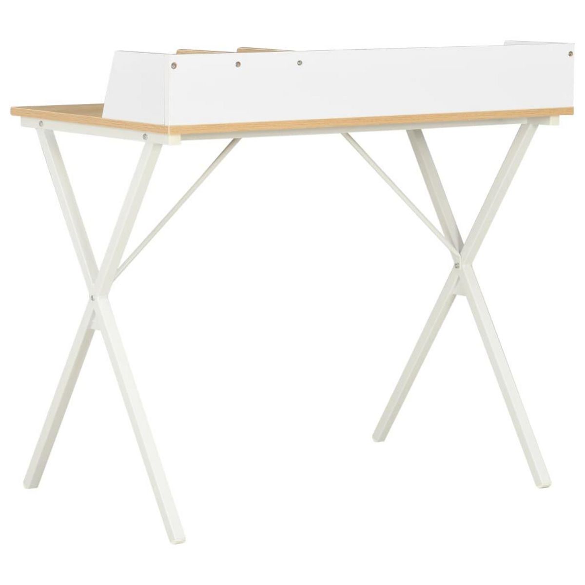VIDAXL Bureau Blanc et naturel 80x50x84 cm